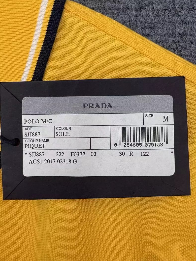 Prada Prada Yellow Logo Short Sleeve Polo Shirt-yf Size US M / EU 48-50 / 2 - 7 Thumbnail