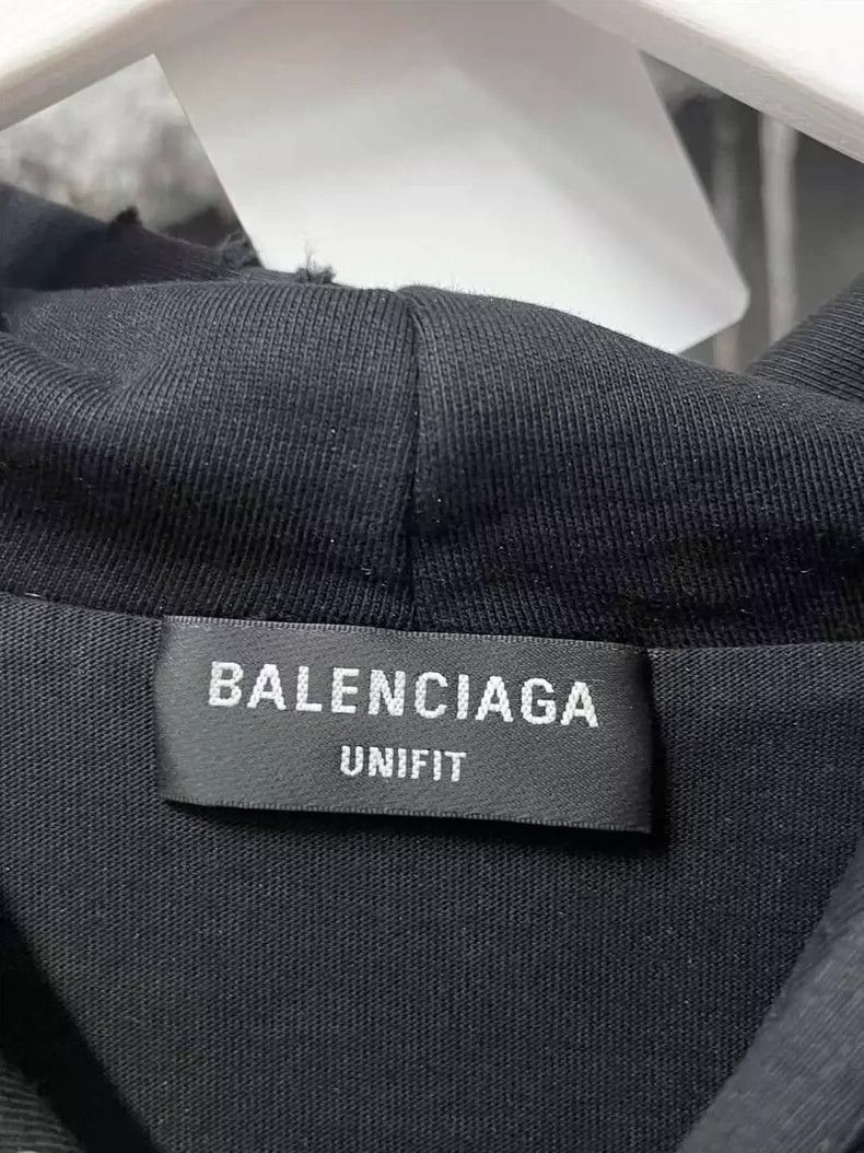 Balenciaga Balenciaga Black Distressed Hoodie Sweatshirt-yf Size US S / EU 44-46 / 1 - 7 Thumbnail