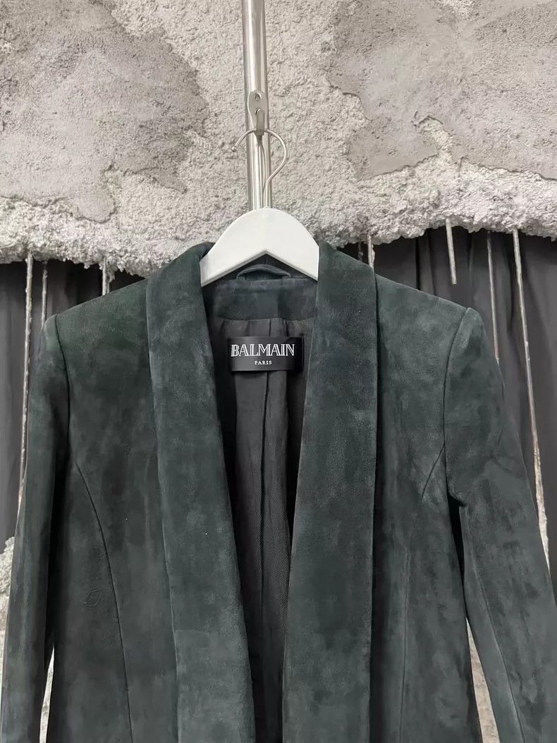 Balmain Balmain Green Velvet Suit Jacket with Gold Buttons-yf Size US XS / EU 42 / 0 - 3 Thumbnail