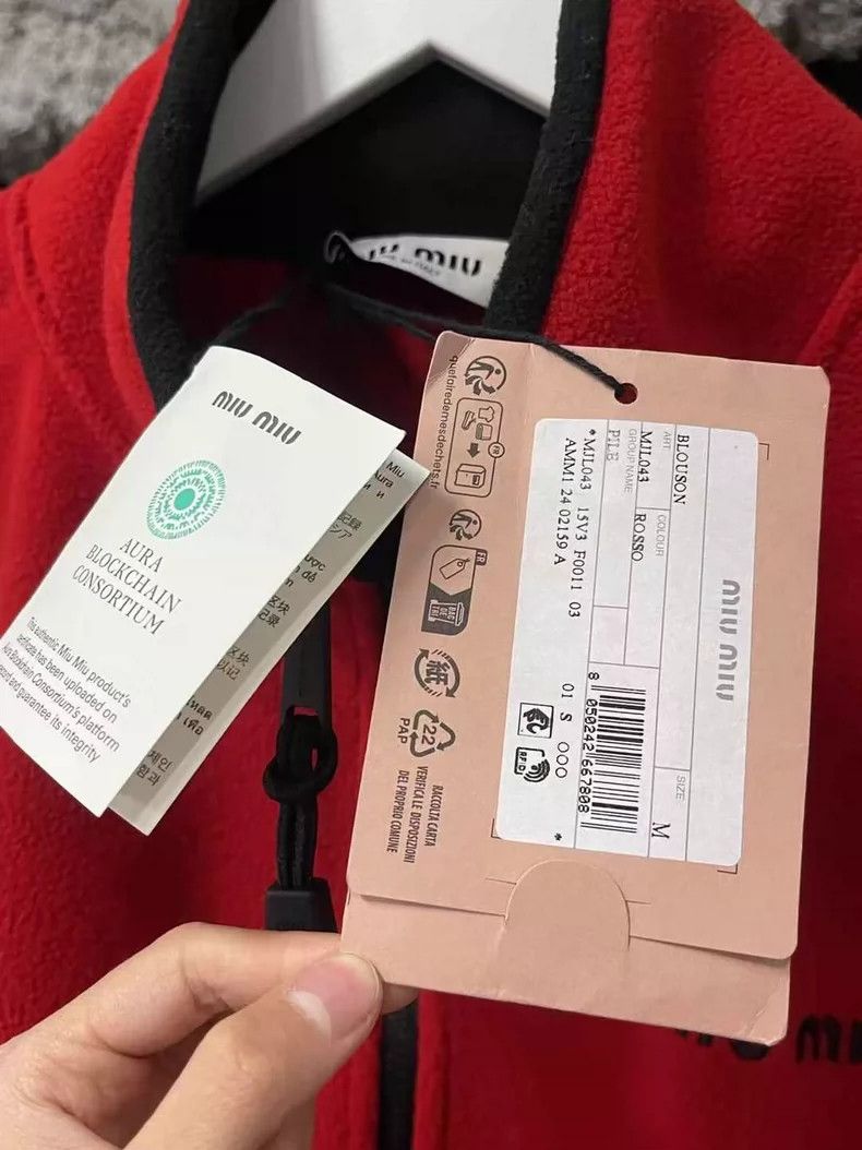 Miu Miu Miumiu Red Fleece Half-Zip Hoodie Jacket-yf Size US M / EU 48-50 / 2 - 8 Thumbnail