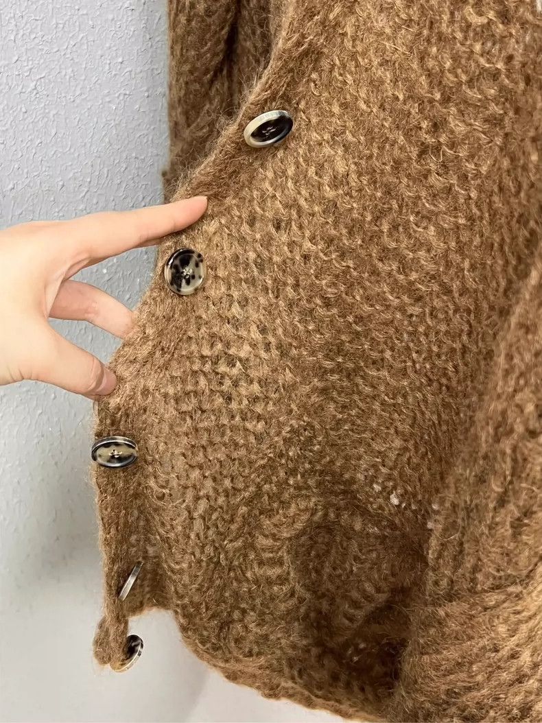 Loewe Loewe Openwork Knitted Cardigan in Brown-yf Size US M / EU 48-50 / 2 - 3 Thumbnail