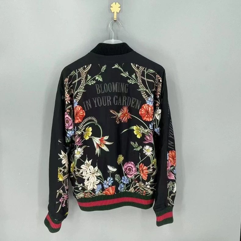 Gucci Gucci Baseball Jacket with Floral Embroidery-yf Size US L / EU 52-54 / 3 - 2 Thumbnail