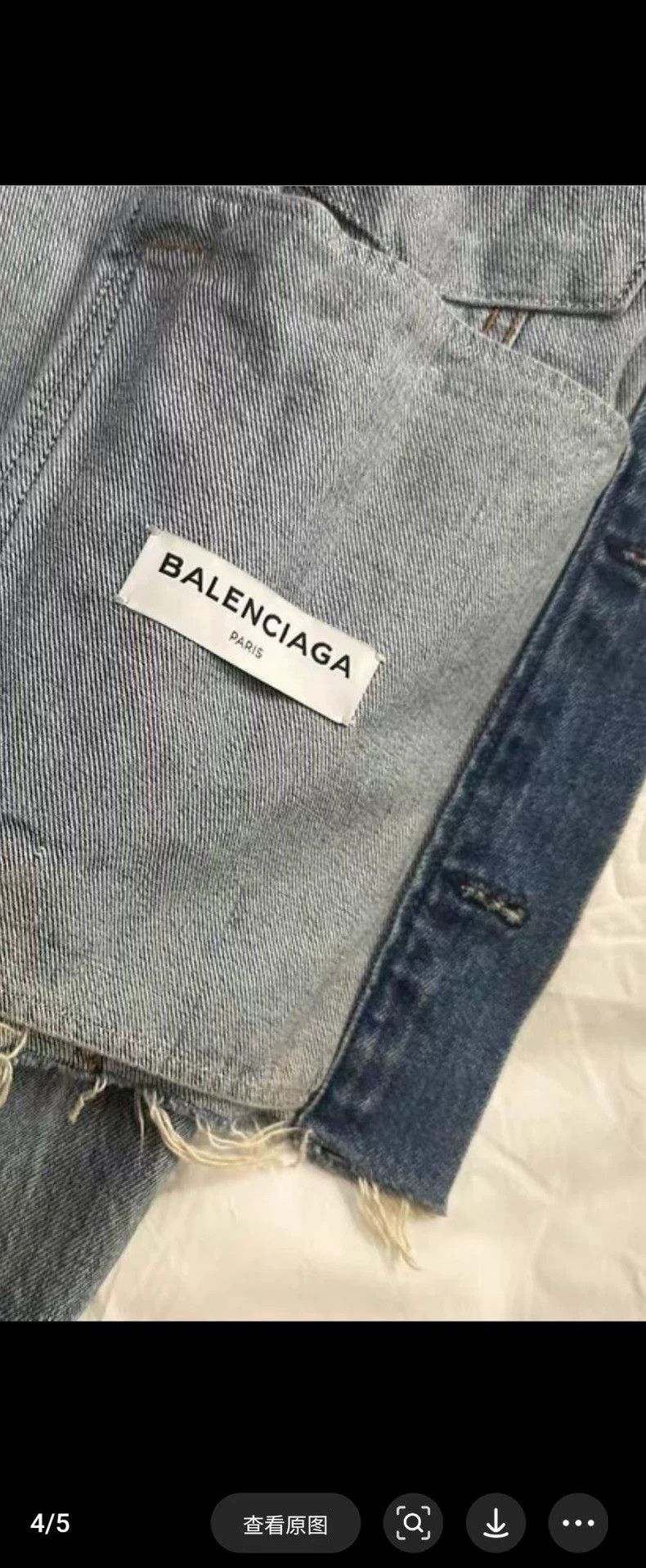 Balenciaga Balenciaga Blue Denim Jacket with Distressed Design-yf Size US S / EU 44-46 / 1 - 5 Thumbnail