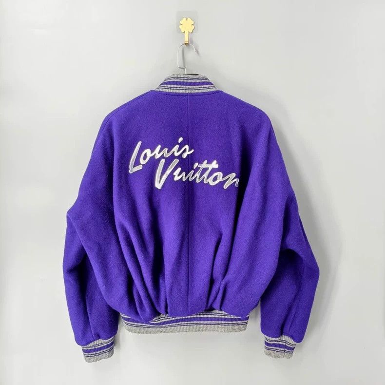 Louis Vuitton Louis Vuitton Purple Striped Baseball Jacket-yf Size US L / EU 52-54 / 3 - 2 Thumbnail