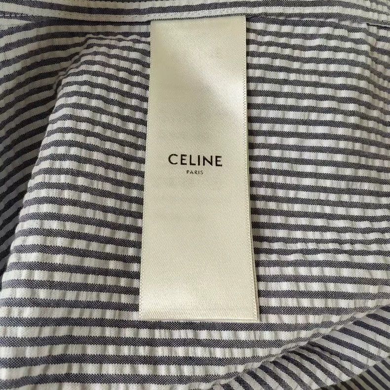 Celine Celine Striped Shirt in Bubble Chiffon-yf Size US M / EU 48-50 / 2 - 5 Thumbnail