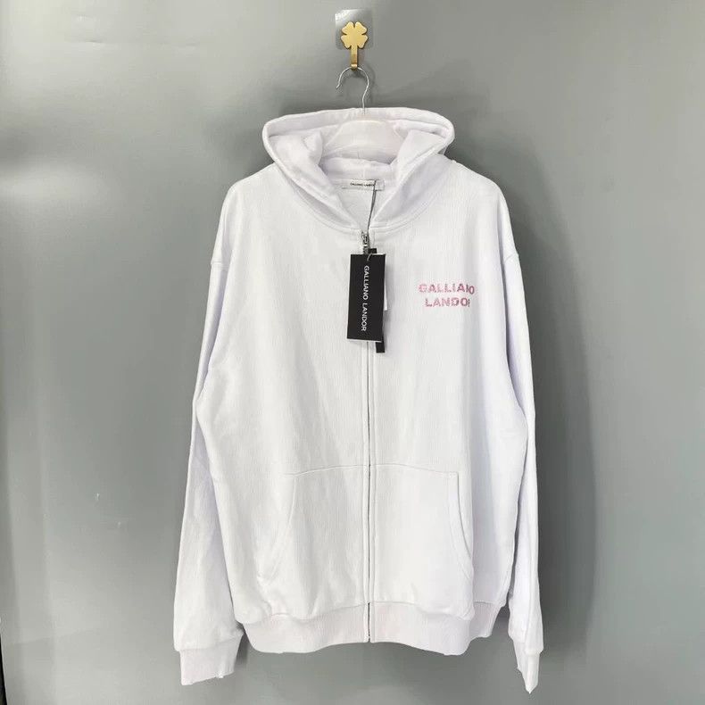 John Galliano Galliano Landor White Zip Hoodie With Logo-yf Size US L / EU 52-54 / 3 - 2 Thumbnail