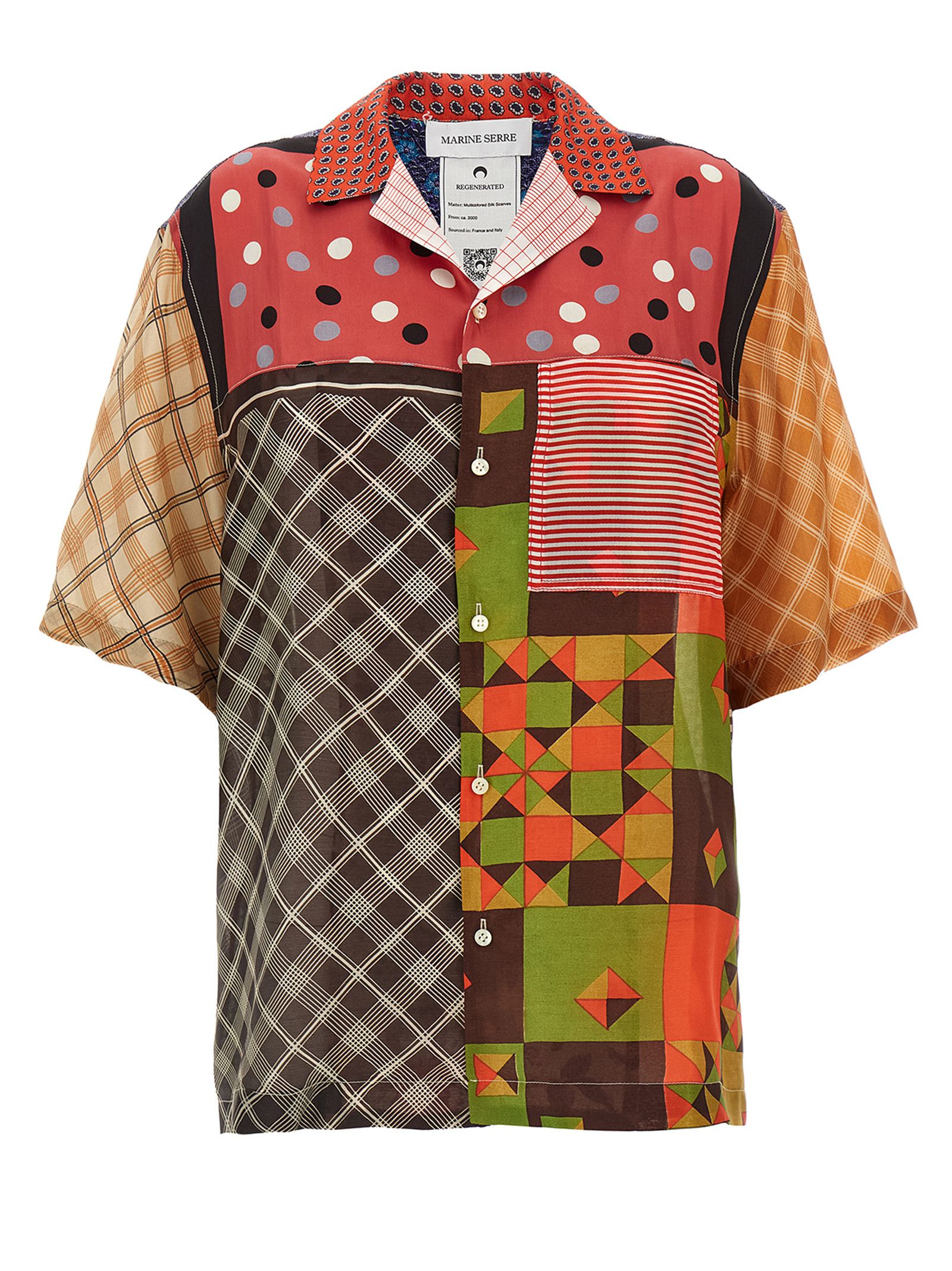 Marine Serre 'Regenerated Silk Scarves Bowling' Shirt Size XXL / US 16-18 / IT 52-54 - 3 Thumbnail
