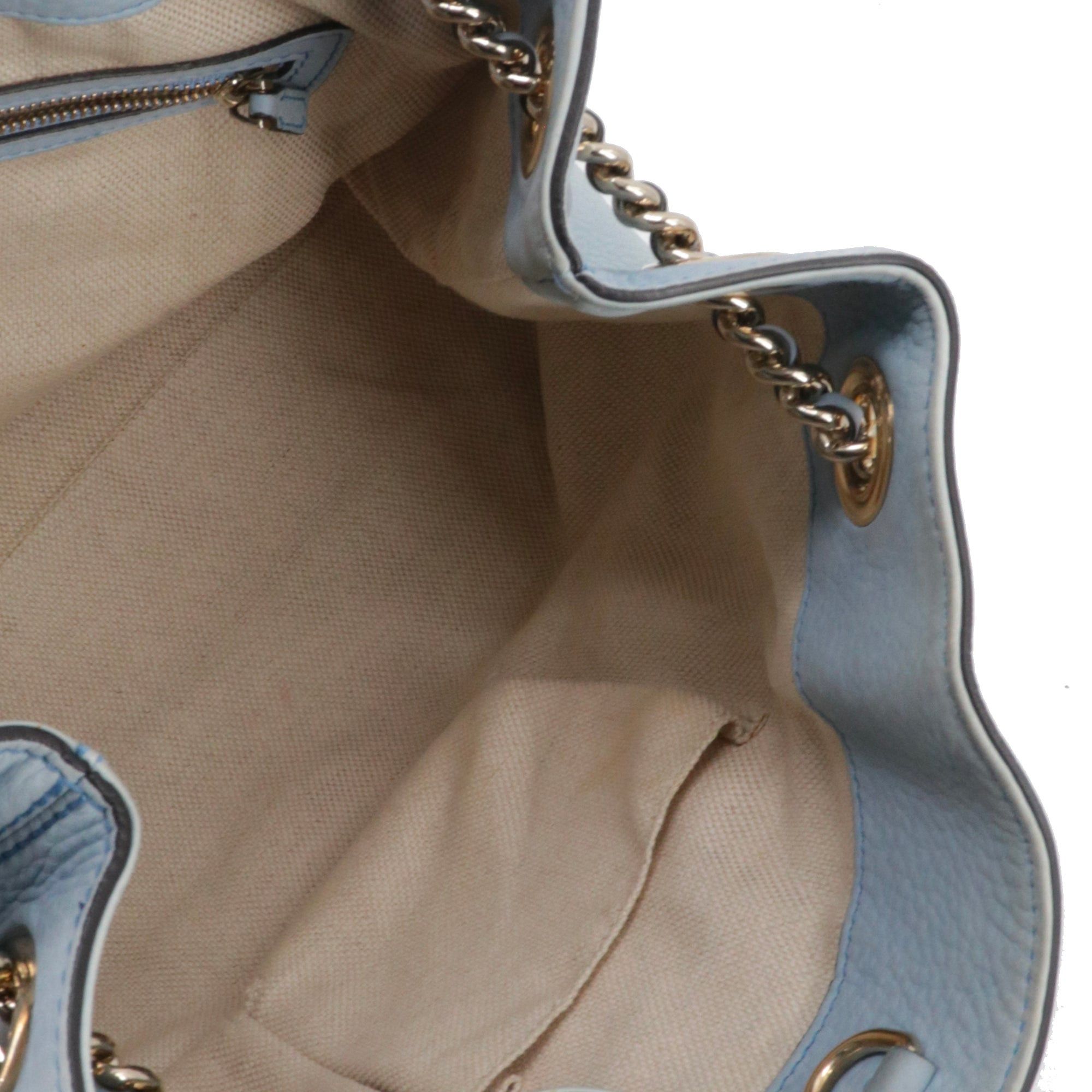 Gucci GUCCI - Gucci Soho tote bag in light blue grained leather Size ONE SIZE - 10 Thumbnail