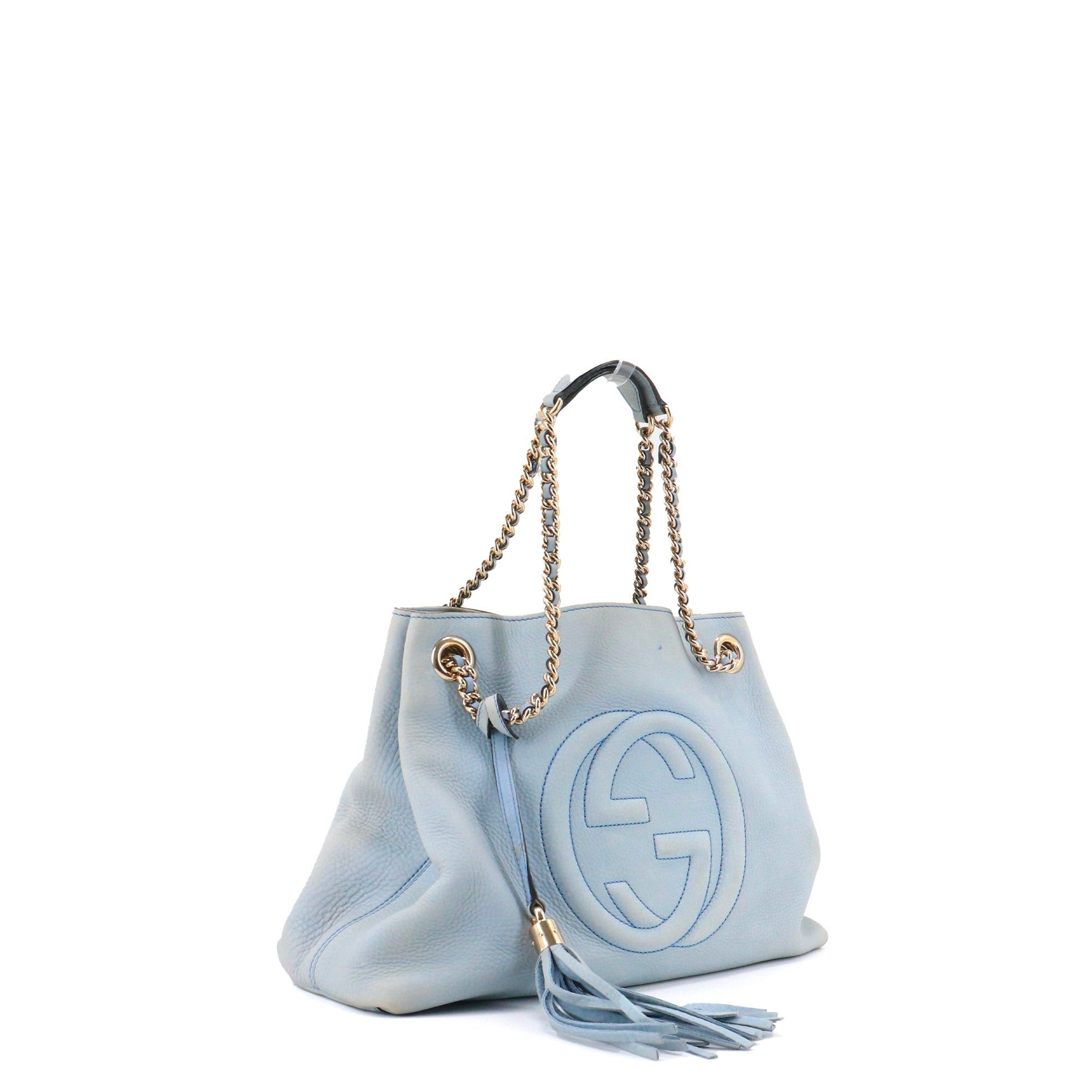 Gucci GUCCI - Gucci Soho tote bag in light blue grained leather Size ONE SIZE - 2 Thumbnail