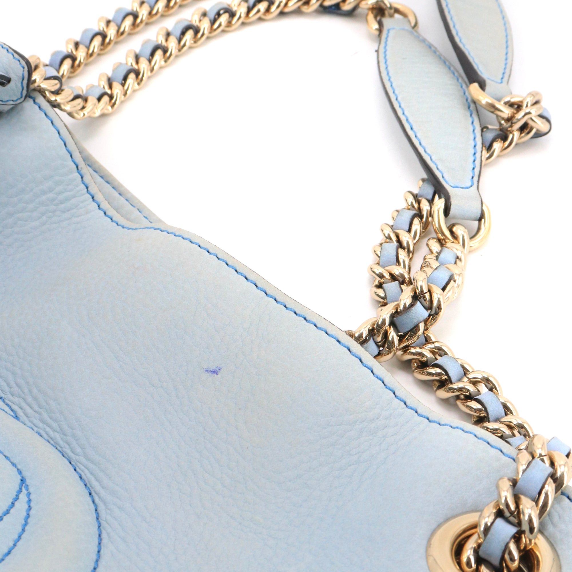 Gucci GUCCI - Gucci Soho tote bag in light blue grained leather Size ONE SIZE - 6 Thumbnail