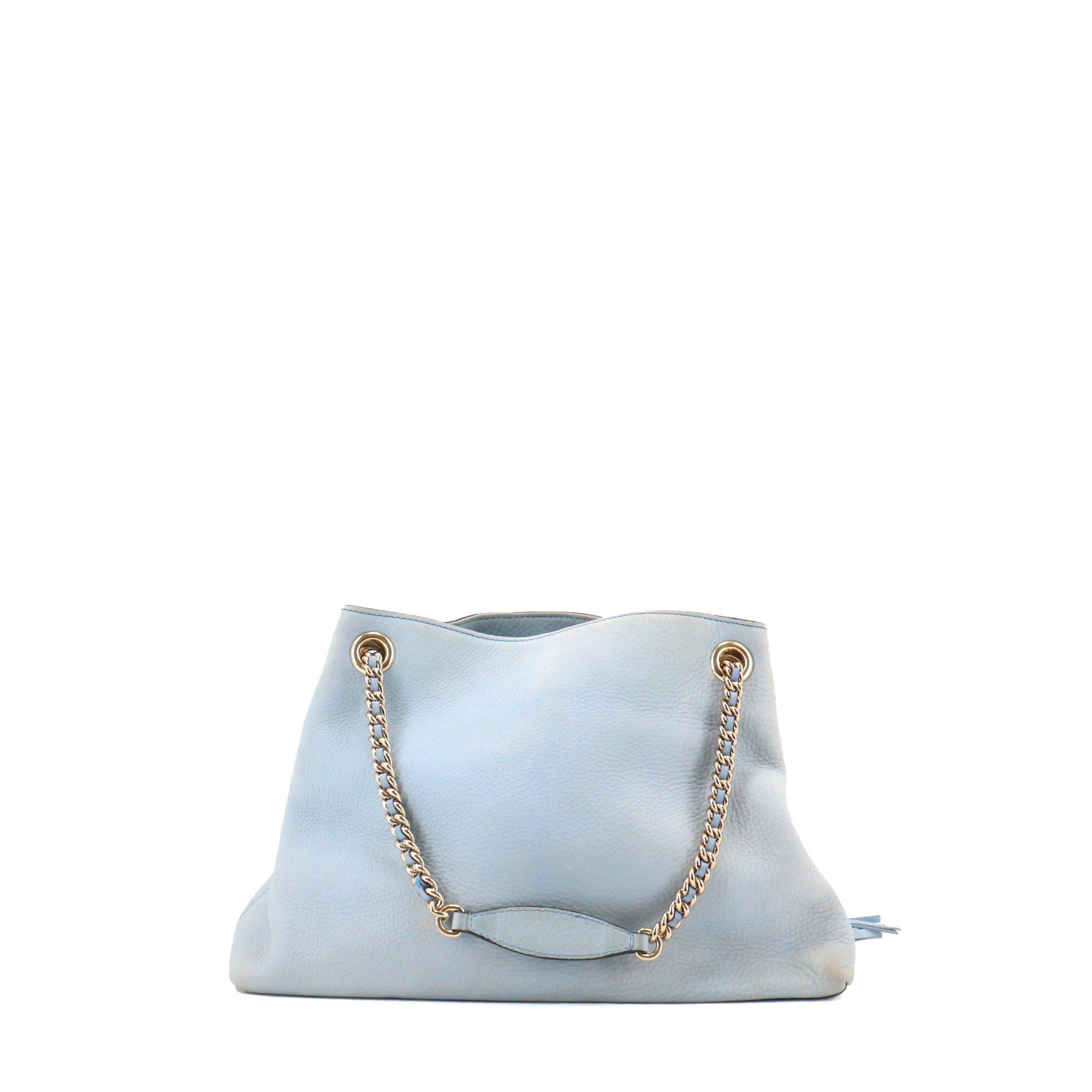 Gucci GUCCI - Gucci Soho tote bag in light blue grained leather Size ONE SIZE - 3 Thumbnail