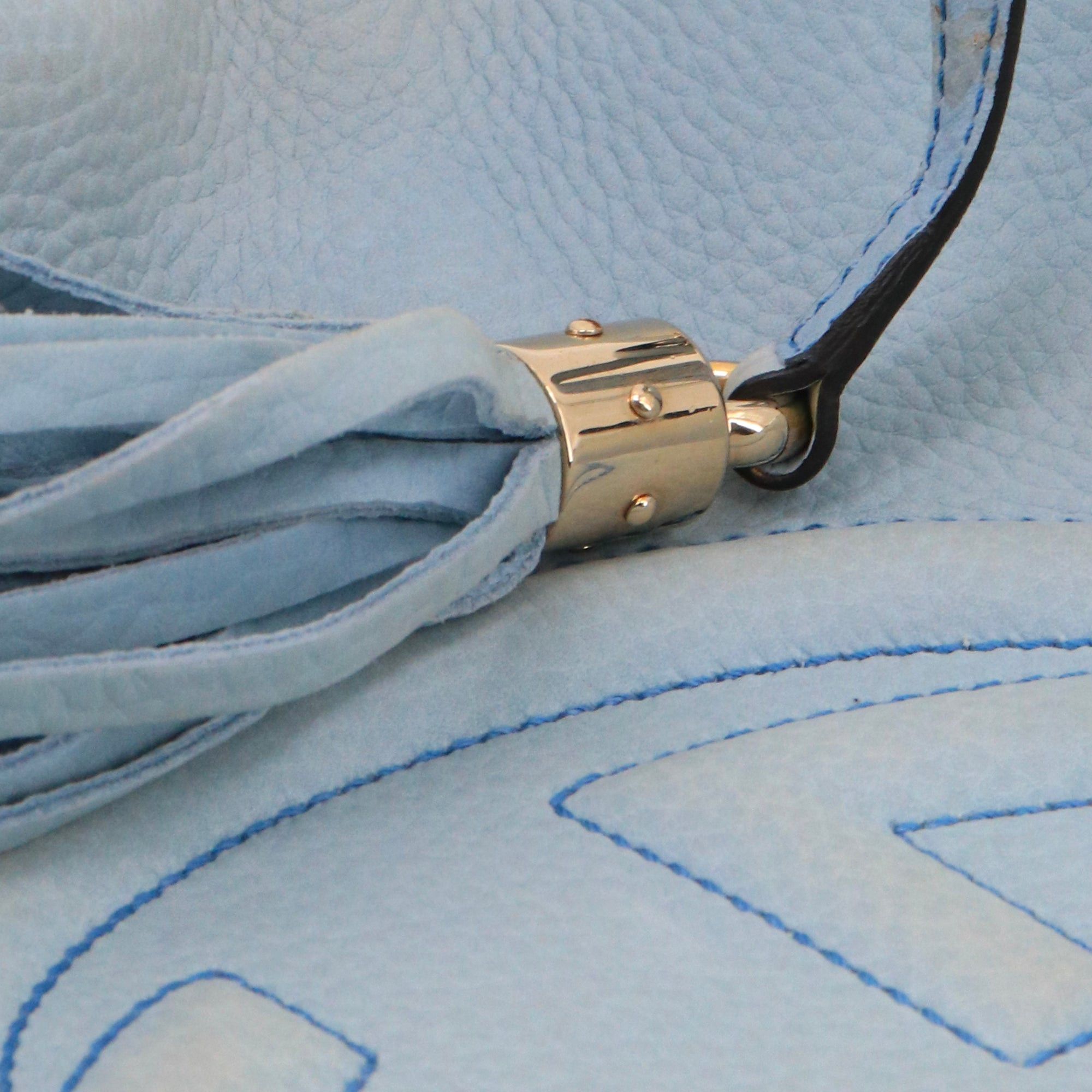 Gucci GUCCI - Gucci Soho tote bag in light blue grained leather Size ONE SIZE - 7 Thumbnail