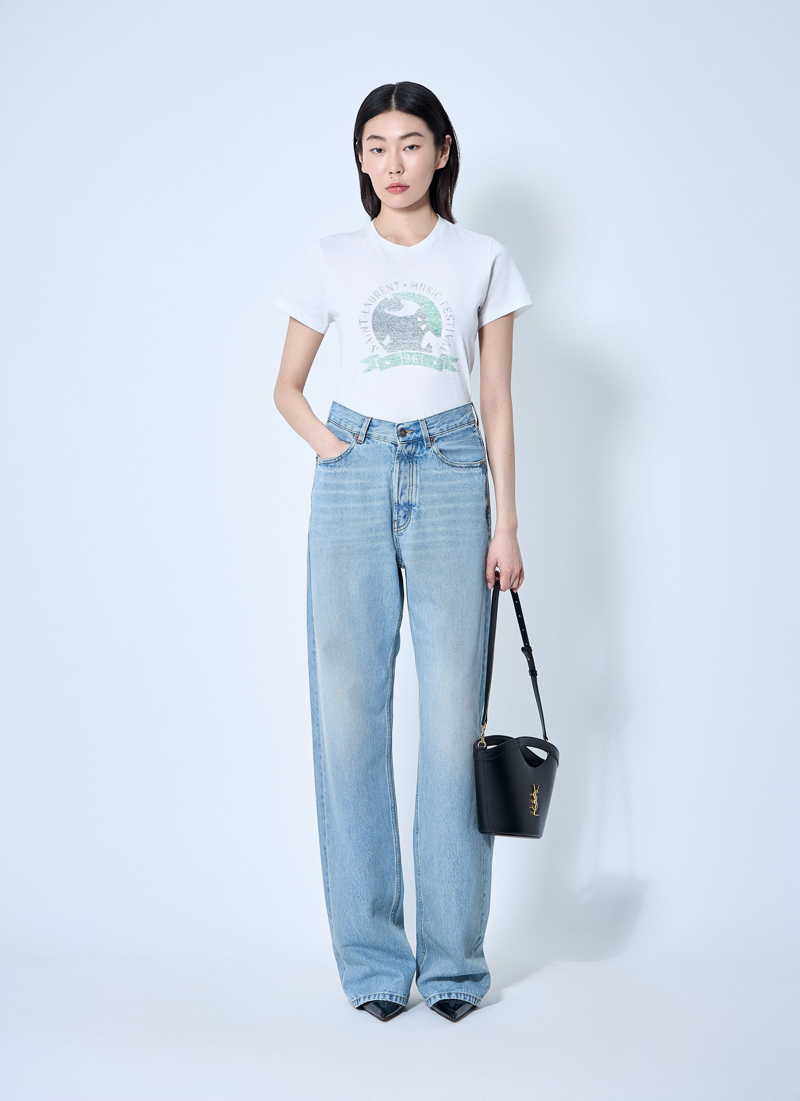 Saint Laurent Paris Logo Motif T-Shirt Size S / US 4 / IT 40 - 2 Thumbnail