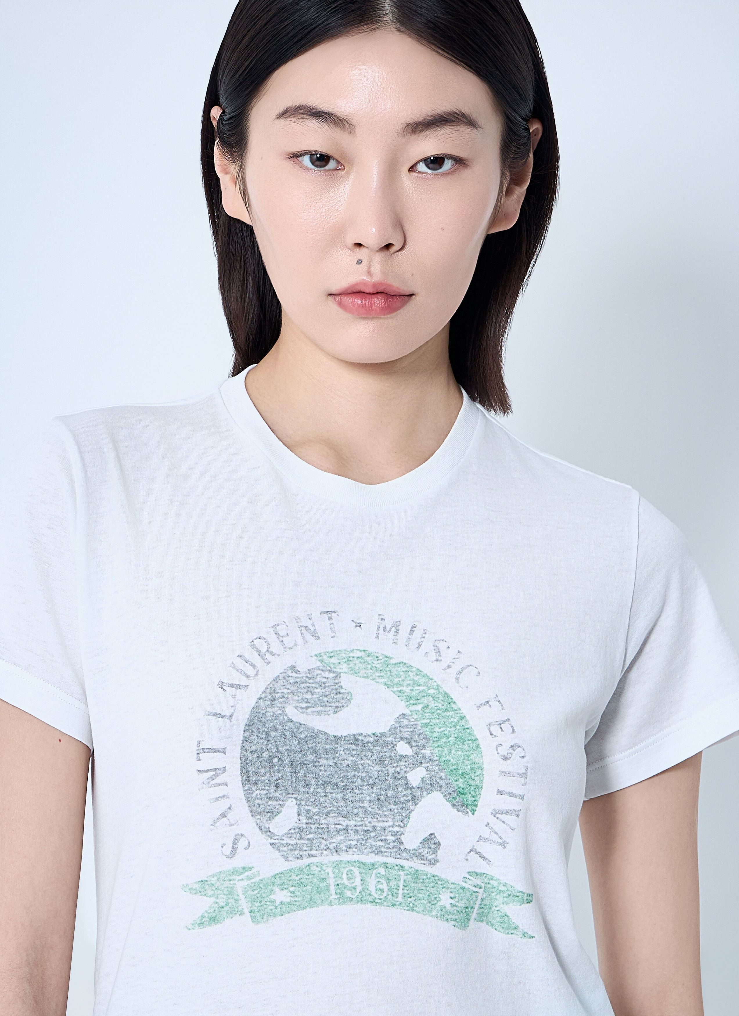 Saint Laurent Paris Logo Motif T-Shirt Size XS / US 0-2 / IT 36-38 - 5 Thumbnail