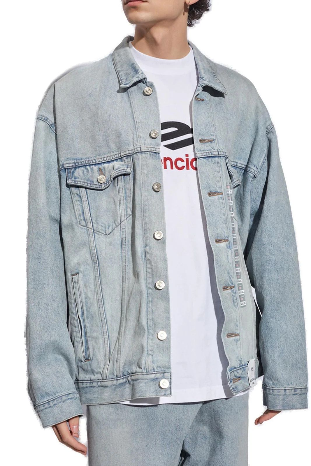 Balenciaga Balenciaga Size Sticker Denim Jacket Size US M / EU 48-50 / 2 - 3 Thumbnail