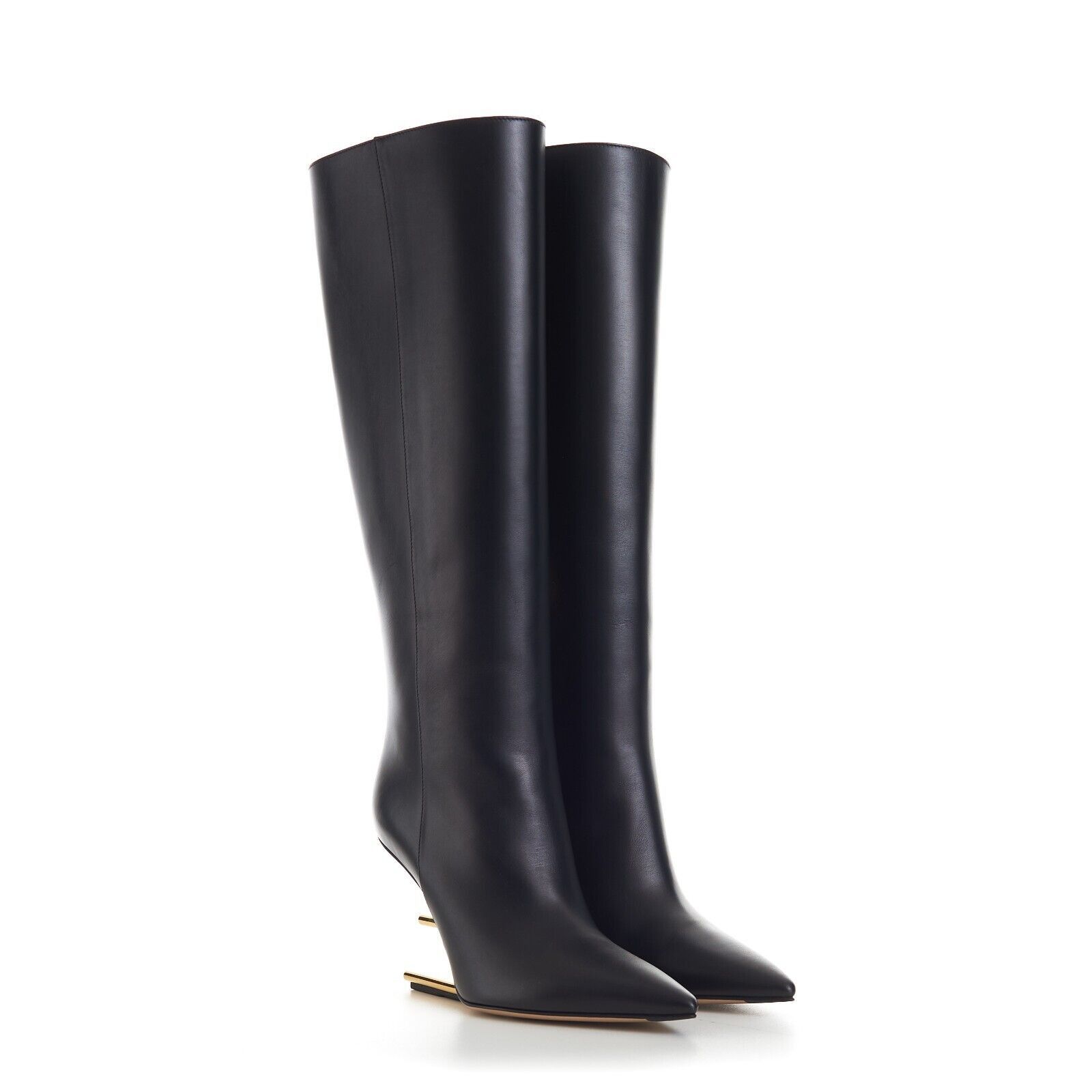 Fendi FIRST Black Leather Tall High-Heeled Boots Size US 5 / IT 35 - 2 Thumbnail