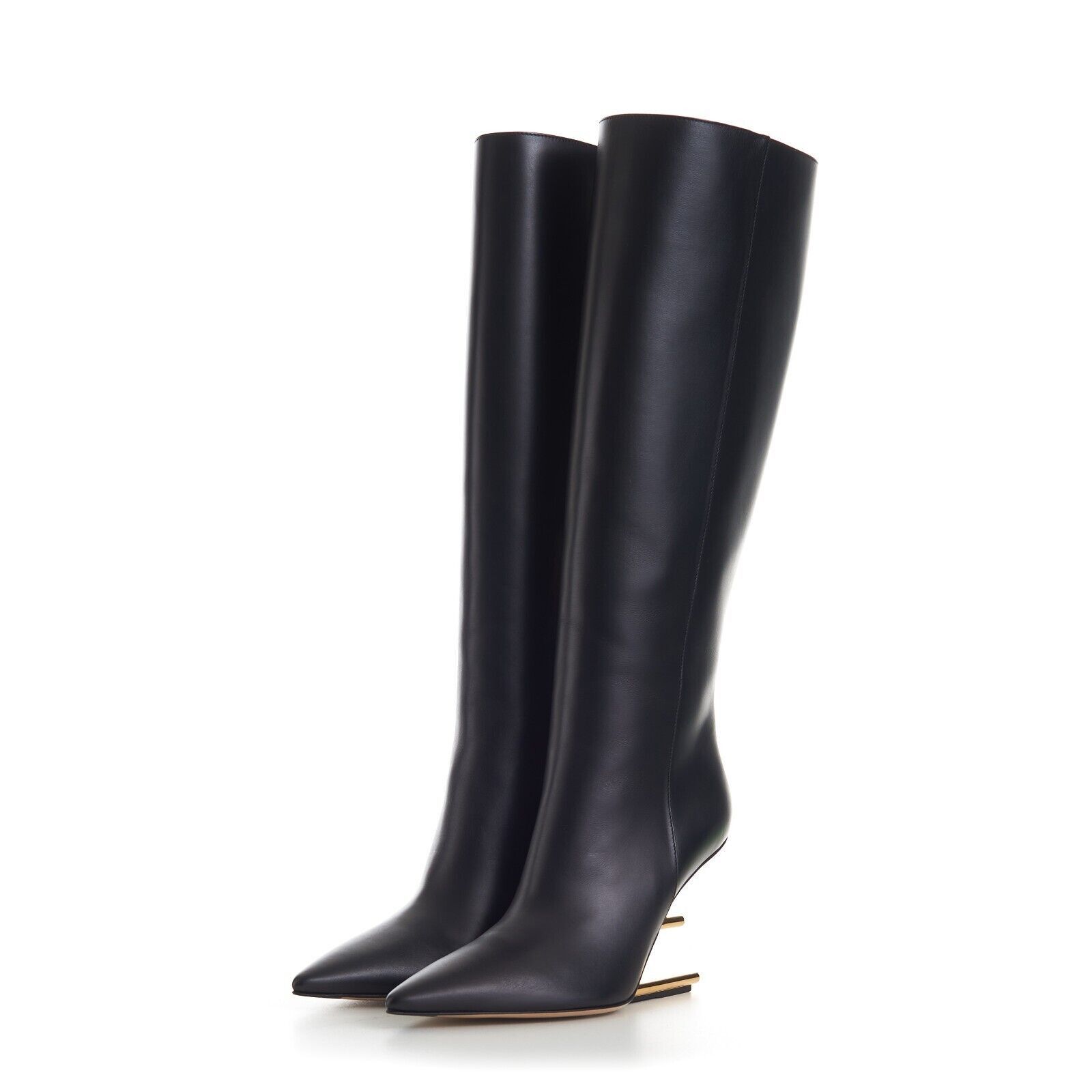 Fendi FIRST Black Leather Tall High-Heeled Boots Size US 7 / IT 37 - 4 Thumbnail