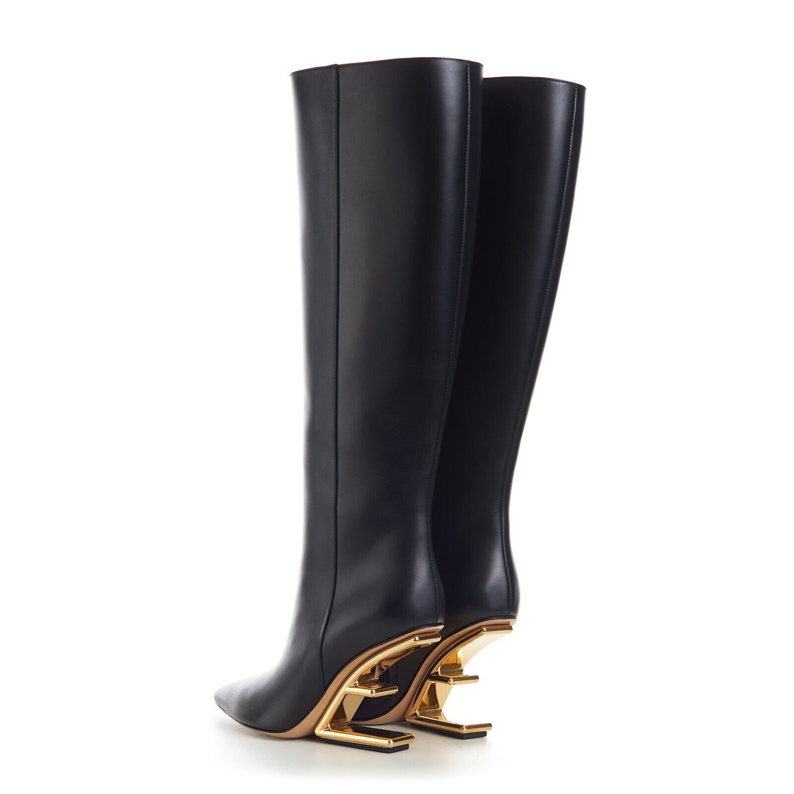 Fendi FIRST Black Leather Tall High-Heeled Boots Size US 9 / IT 39 - 5 Thumbnail