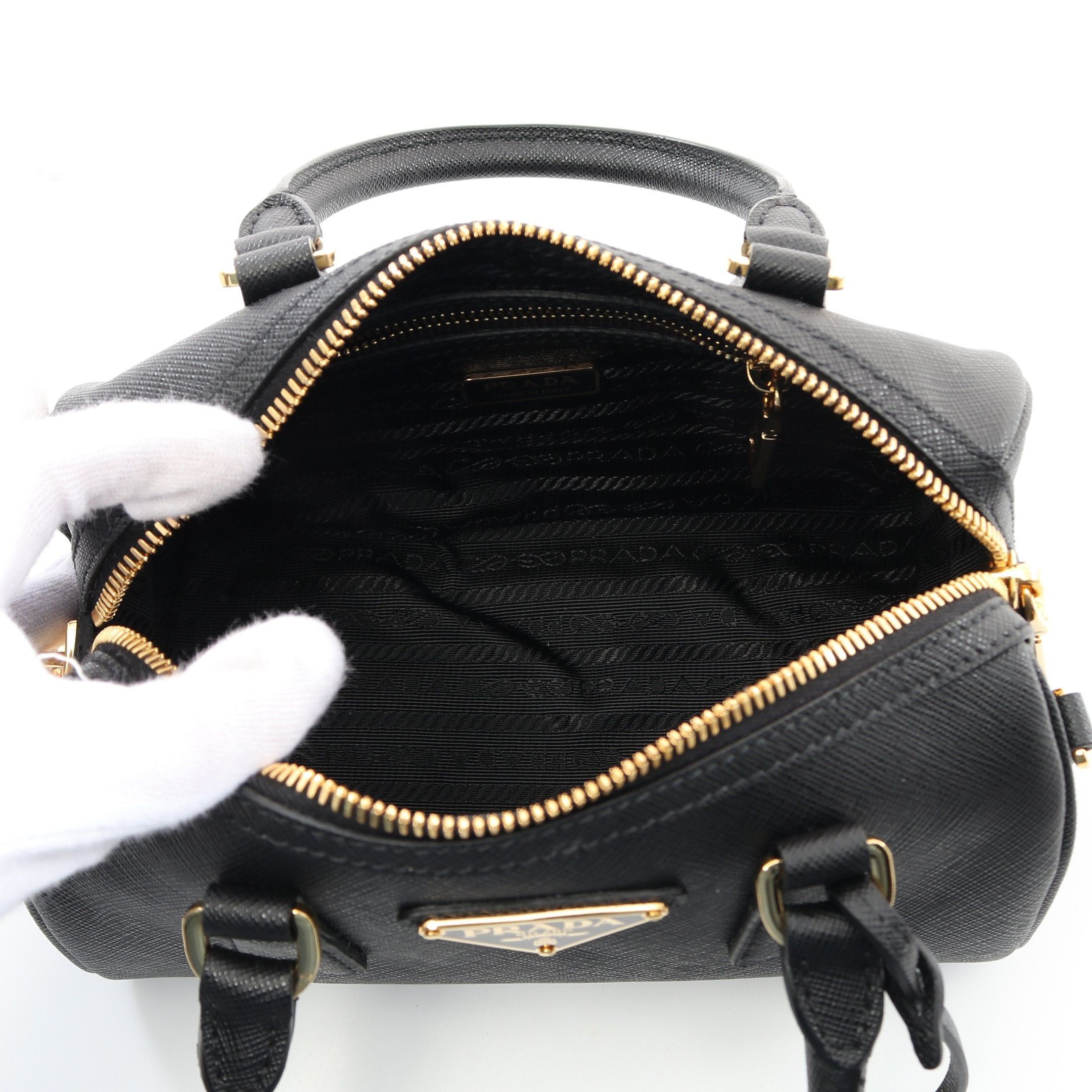 Prada Prada Saffiano Lux Handbag Leather Black Size ONE SIZE - 3 Thumbnail