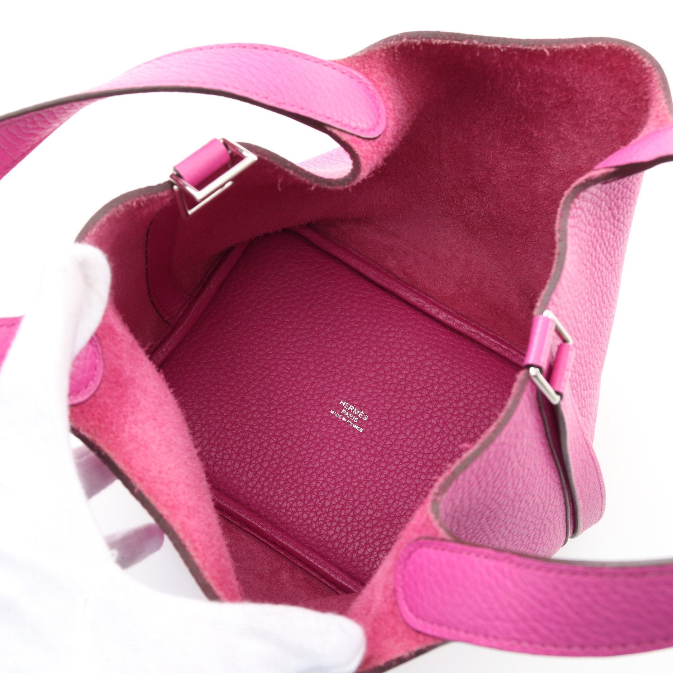 Hermes Hermes Picotan Lock Pm Magnolia Handbag Clemence Leather Pink Purple Silver Hardware C Engraved Size ONE SIZE - 3 Thumbnail