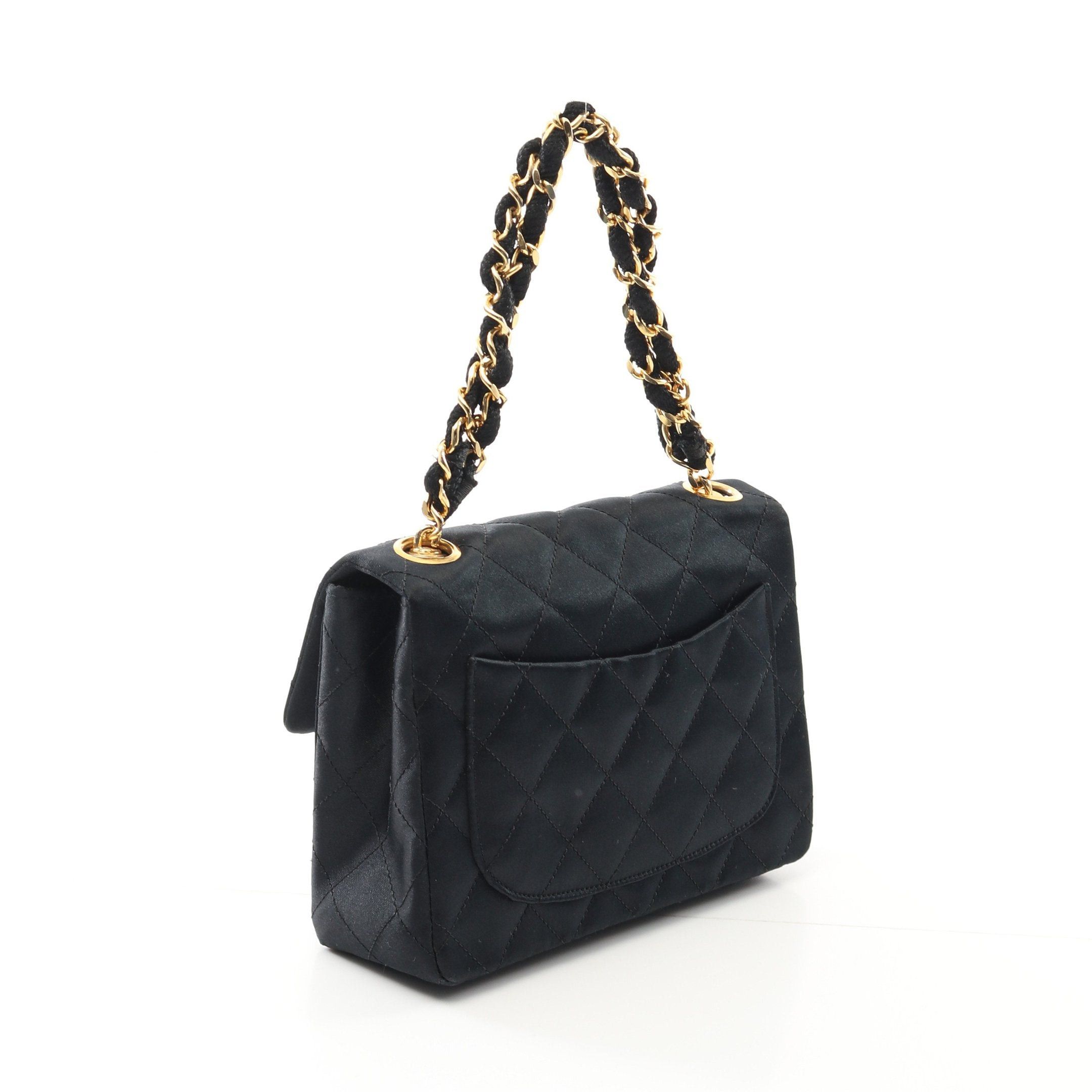 Chanel Chanel Mini Matelasse Chain Handbag Satin Black Gold Hardware Size ONE SIZE - 2 Thumbnail