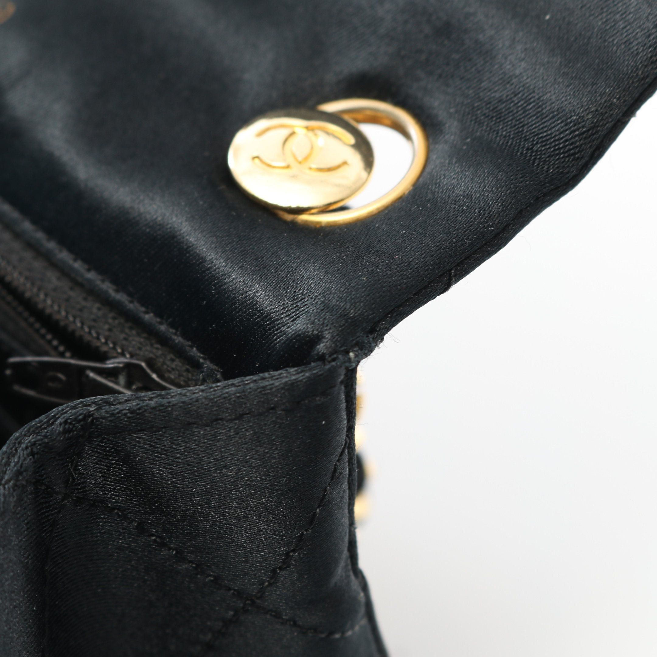 Chanel Chanel Mini Matelasse Chain Handbag Satin Black Gold Hardware Size ONE SIZE - 6 Thumbnail