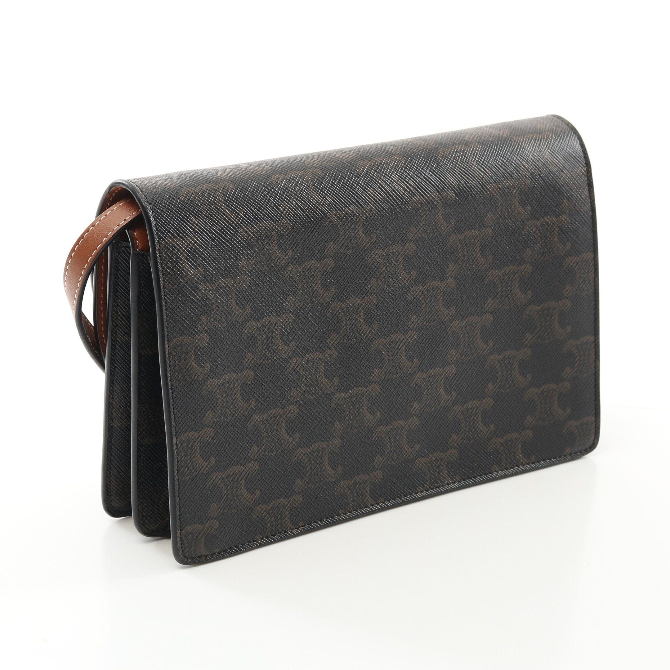 Celine Celine Shoulder Wallet Leather Black Brown Size ONE SIZE - 2 Thumbnail