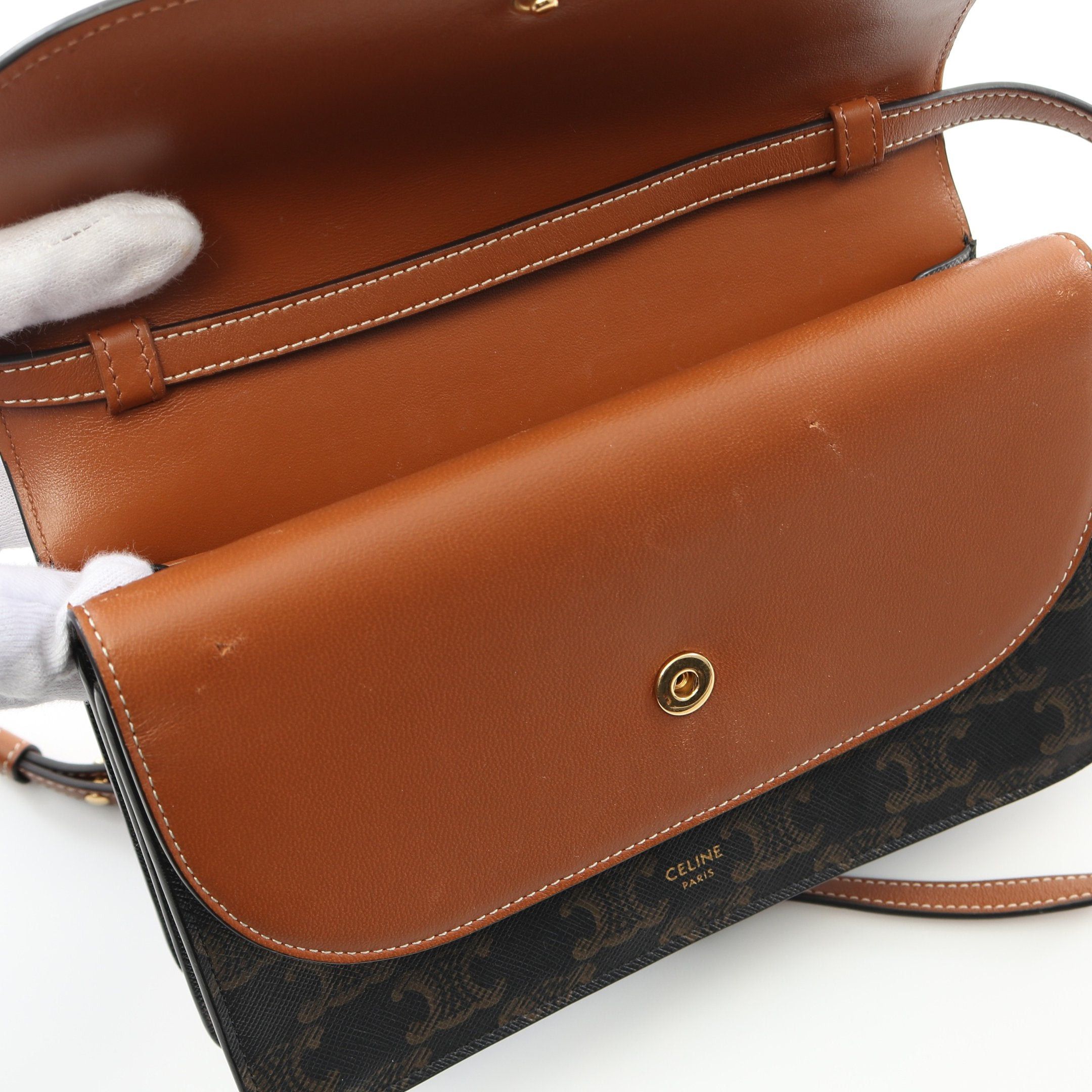 Celine Celine Shoulder Wallet Leather Black Brown Size ONE SIZE - 7 Thumbnail