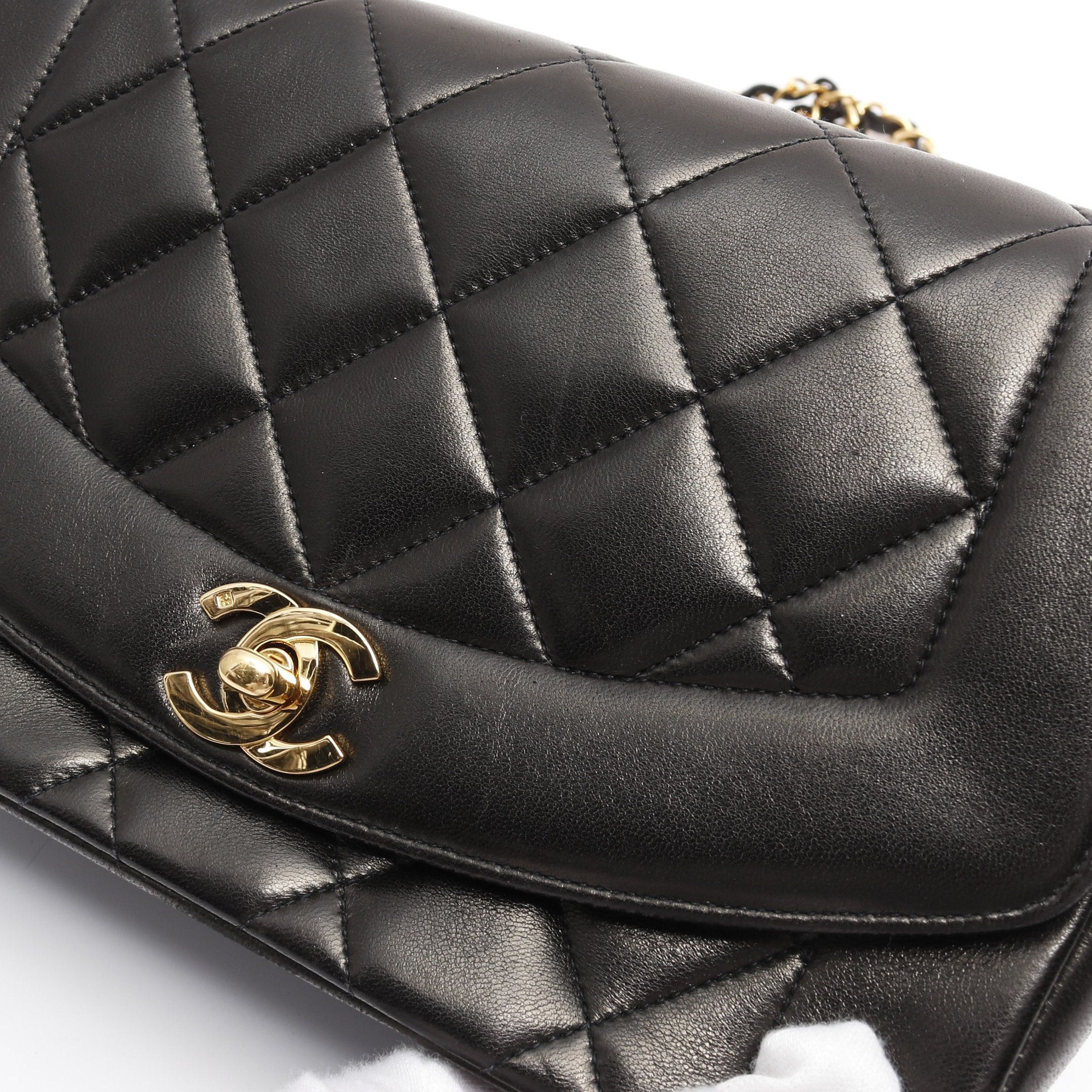 Chanel Chanel Matelasse Diana Flap Chain Shoulder Bag Lambskin Black Gold Hardware Size ONE SIZE - 11 Thumbnail