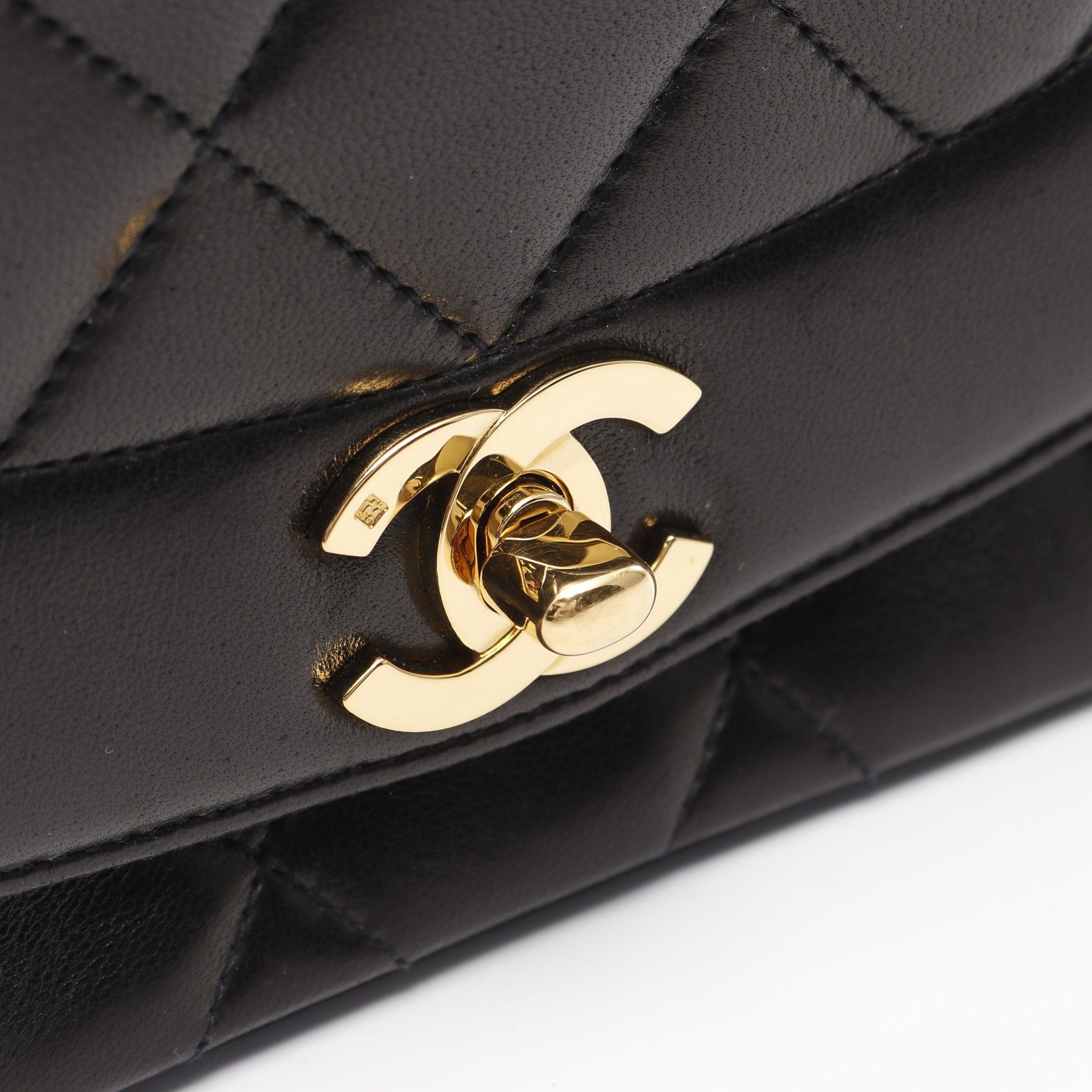 Chanel Chanel Matelasse Diana Flap Chain Shoulder Bag Lambskin Black Gold Hardware Size ONE SIZE - 13 Thumbnail