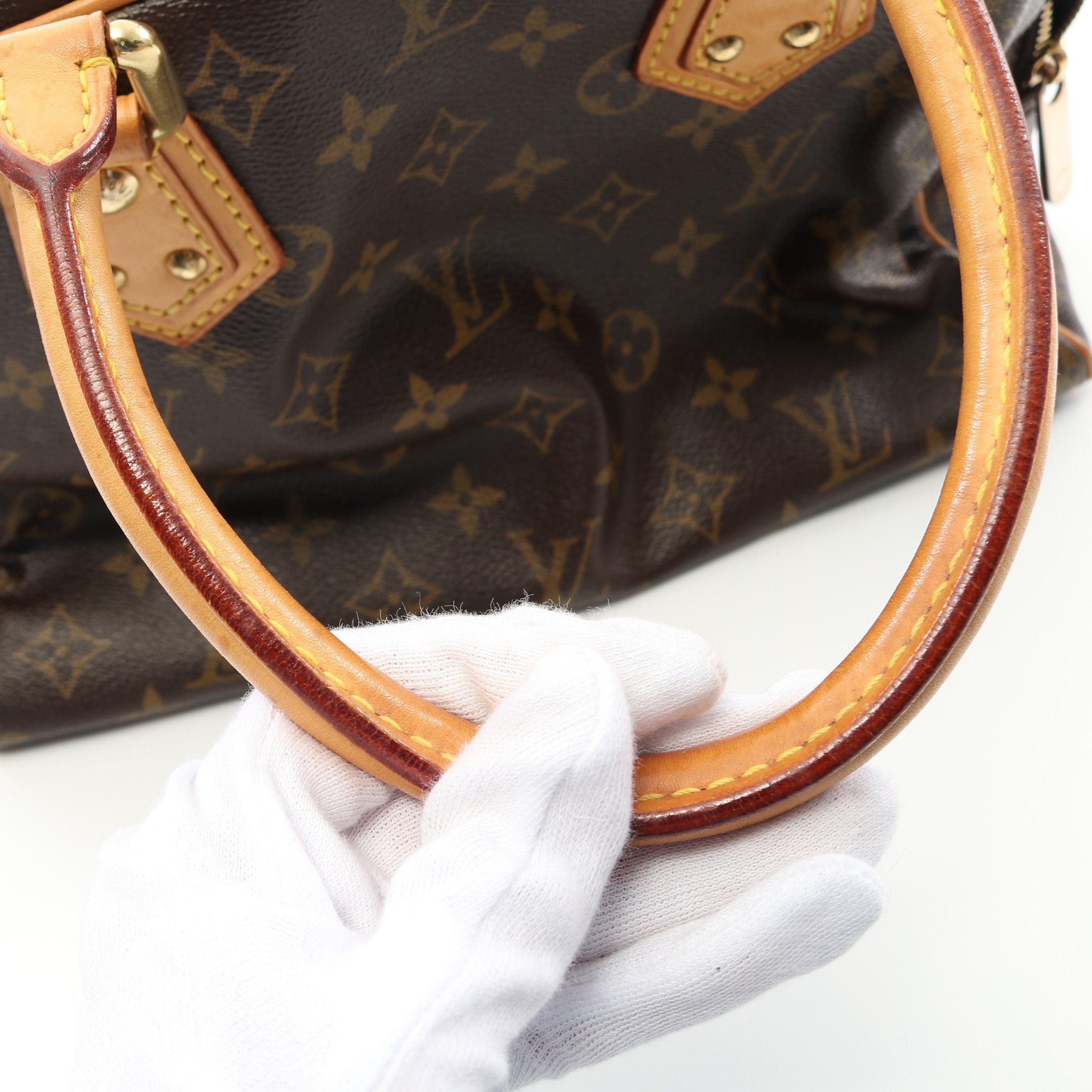 Louis Vuitton Louis Vuitton Manhattan Pm Monogram Handbag Leather Brown Size ONE SIZE - 7 Thumbnail