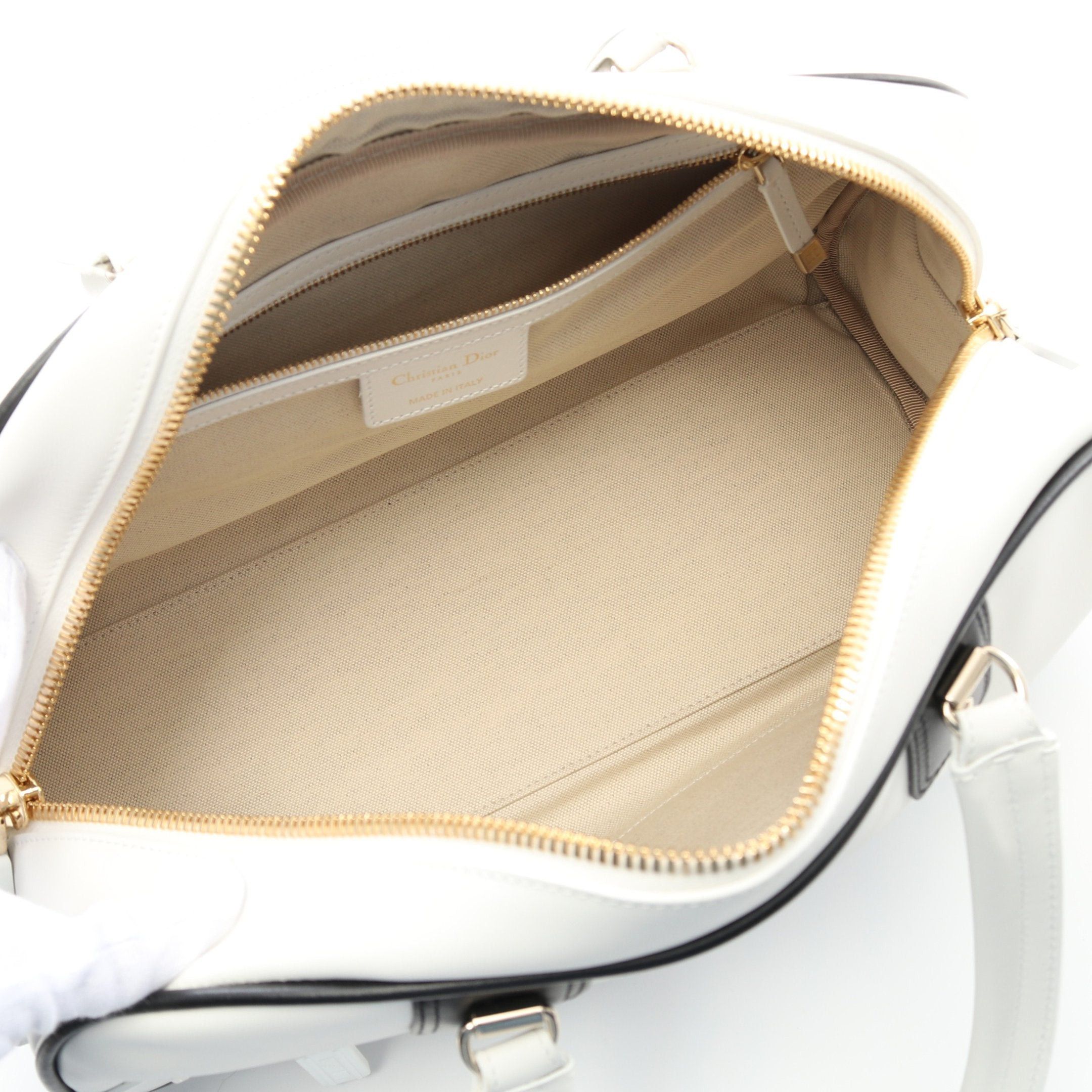 Dior Dior Vibe Bowling Bag Handbag Mini Boston Leather White Black Size ONE SIZE - 3 Thumbnail