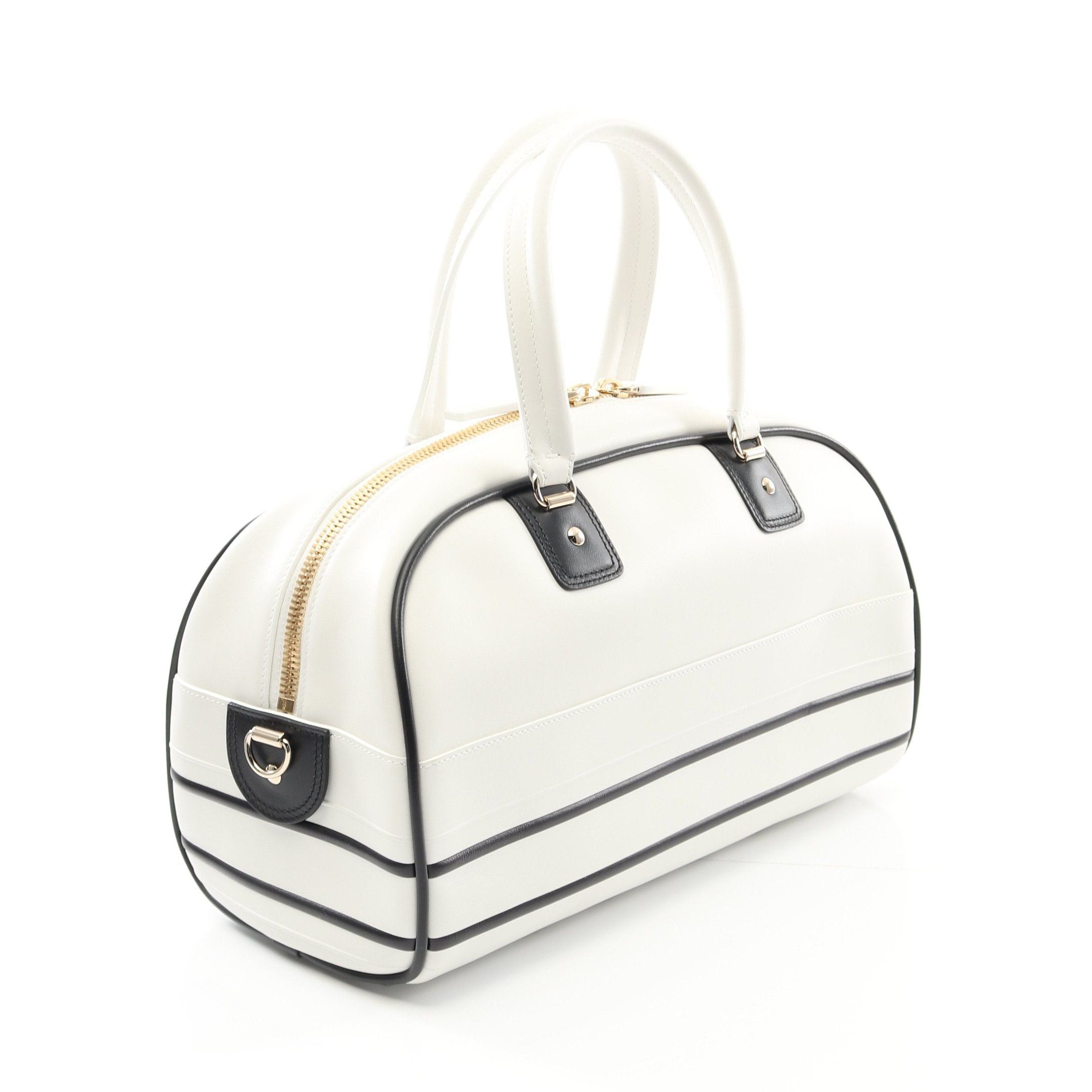 Dior Dior Vibe Bowling Bag Handbag Mini Boston Leather White Black Size ONE SIZE - 2 Thumbnail