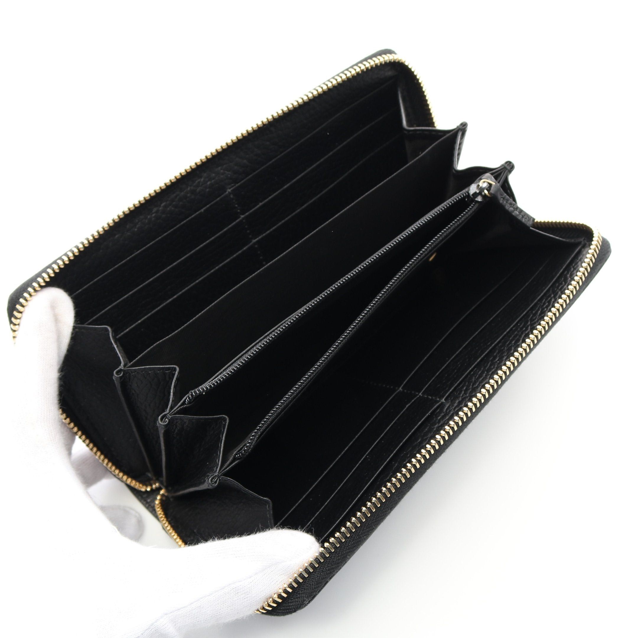 Gucci Gucci Petite Marmont Gg Round Zipper Long Wallet Leather Beige Black Size ONE SIZE - 3 Thumbnail