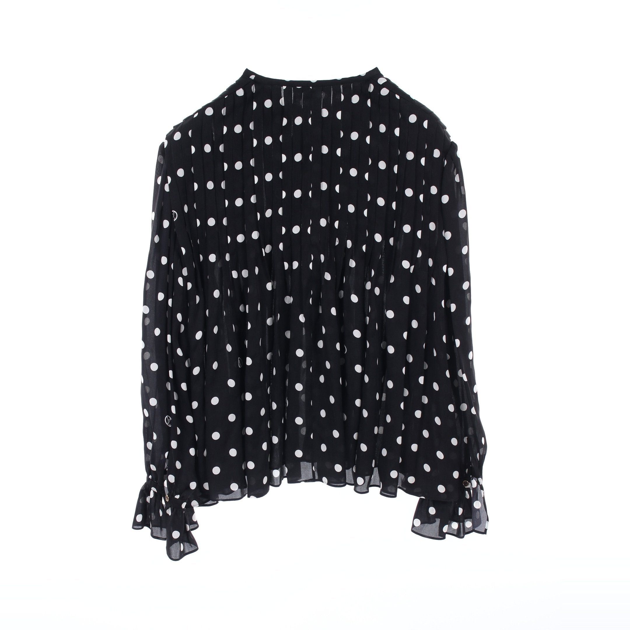 Louis Vuitton Louis Vuitton Blouse Bowtie Dot Silk Black White Size ONE SIZE - 2 Thumbnail