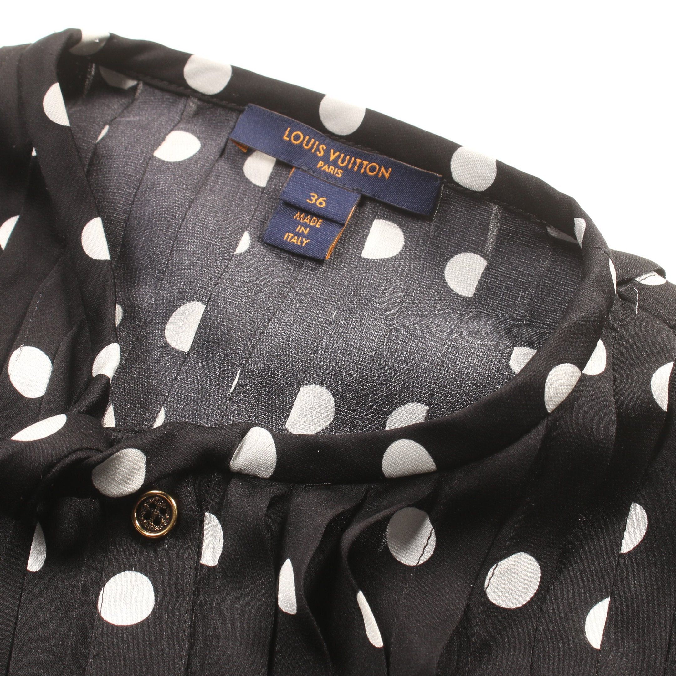 Louis Vuitton Louis Vuitton Blouse Bowtie Dot Silk Black White Size ONE SIZE - 11 Thumbnail
