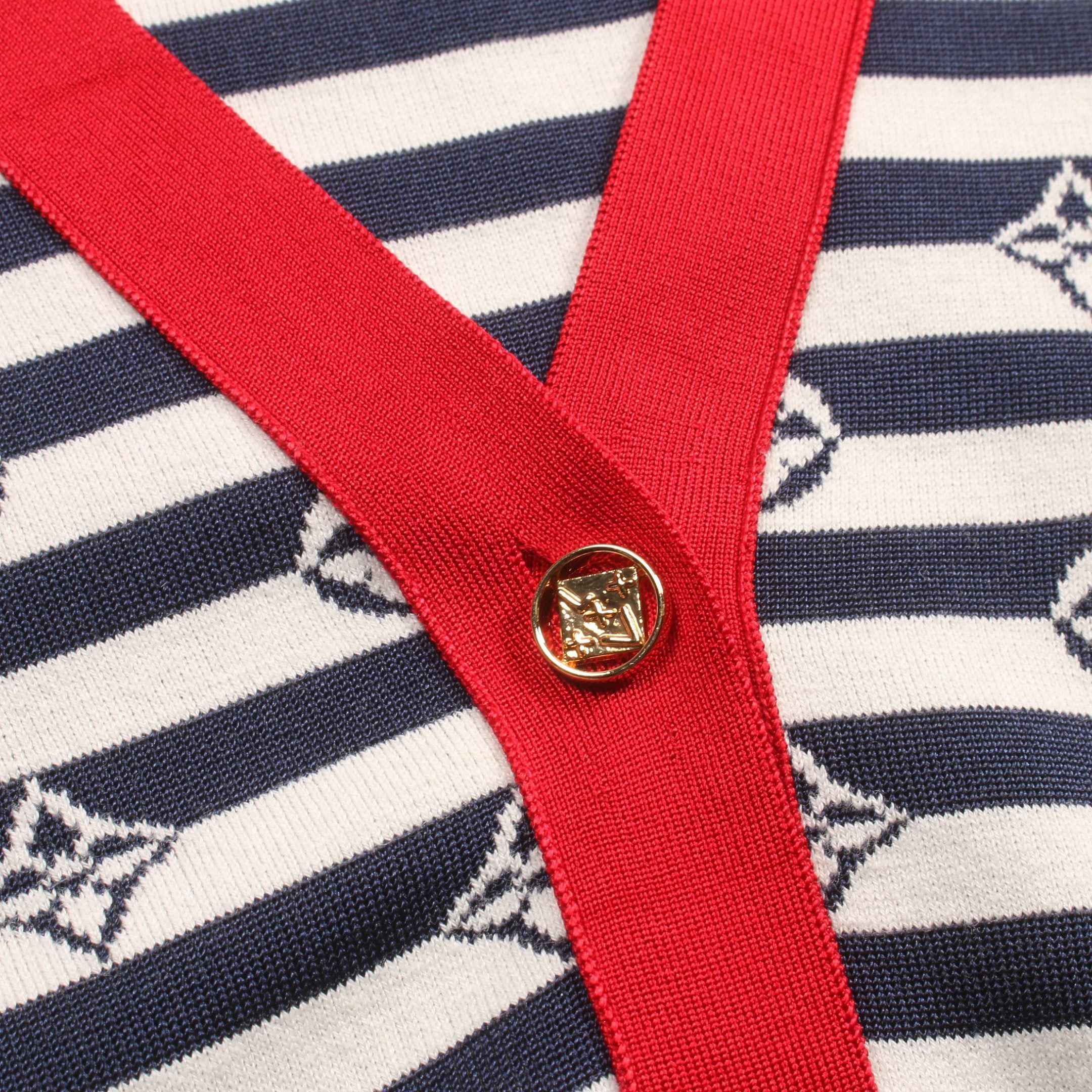 Louis Vuitton Louis Vuitton Lv Escale Logo Stripes Ensemble Cardigan Silk Wool Cotton Navy Off White Size ONE SIZE - 10 Thumbnail