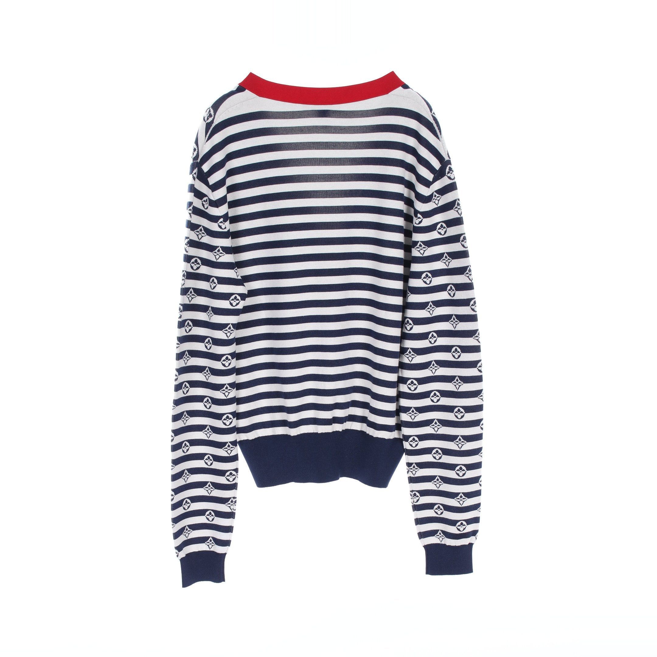 Louis Vuitton Louis Vuitton Lv Escale Logo Stripes Ensemble Cardigan Silk Wool Cotton Navy Off White Size ONE SIZE - 2 Thumbnail
