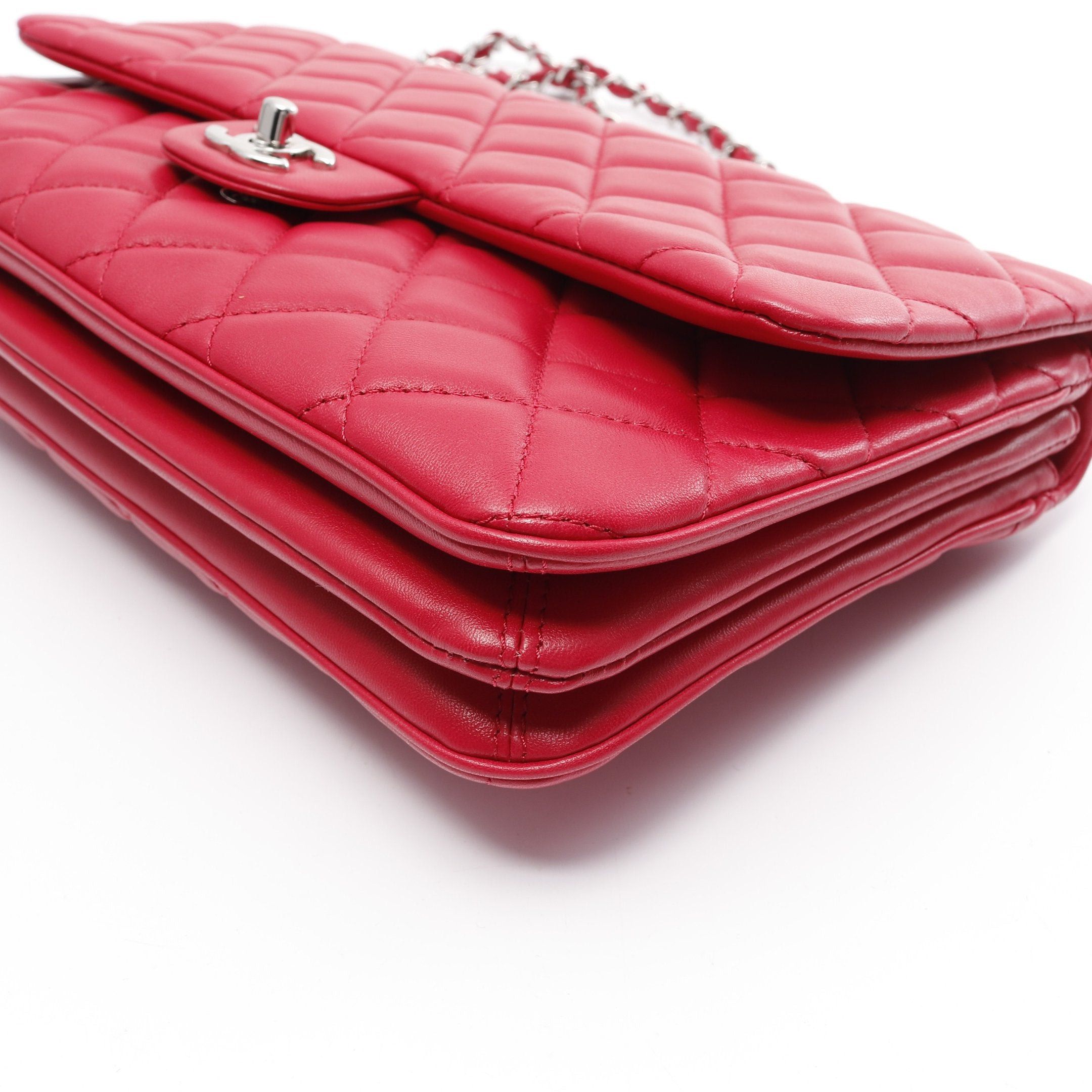 Chanel Chanel Matelasse Double Chain Shoulder Bag Lambskin Pink Red Silver Hardware Size ONE SIZE - 7 Thumbnail