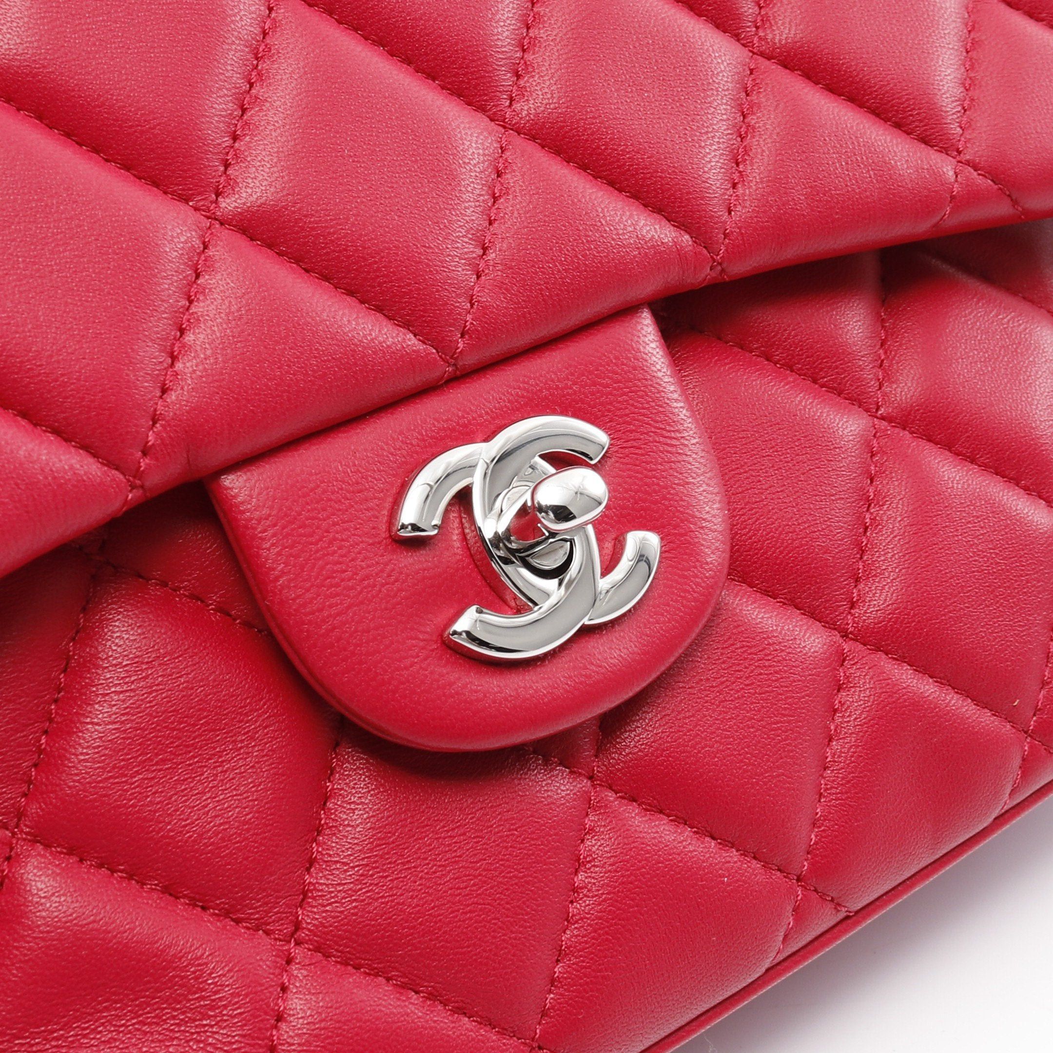 Chanel Chanel Matelasse Double Chain Shoulder Bag Lambskin Pink Red Silver Hardware Size ONE SIZE - 9 Thumbnail