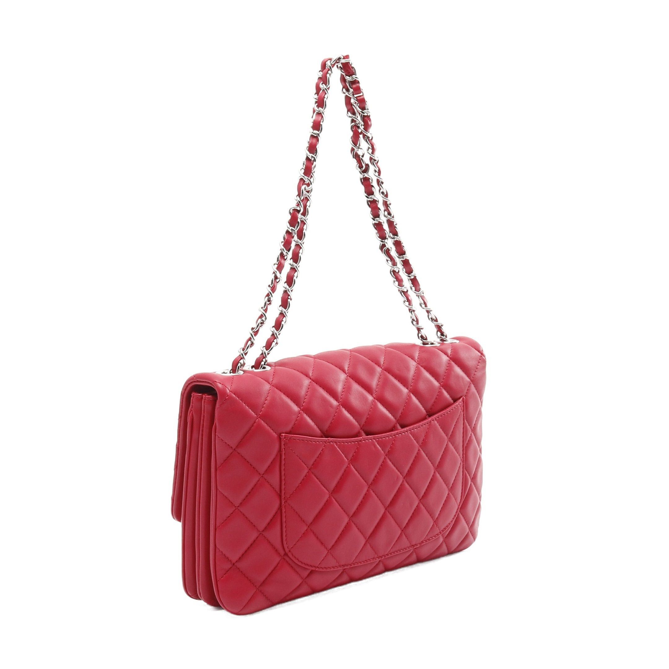Chanel Chanel Matelasse Double Chain Shoulder Bag Lambskin Pink Red Silver Hardware Size ONE SIZE - 2 Thumbnail