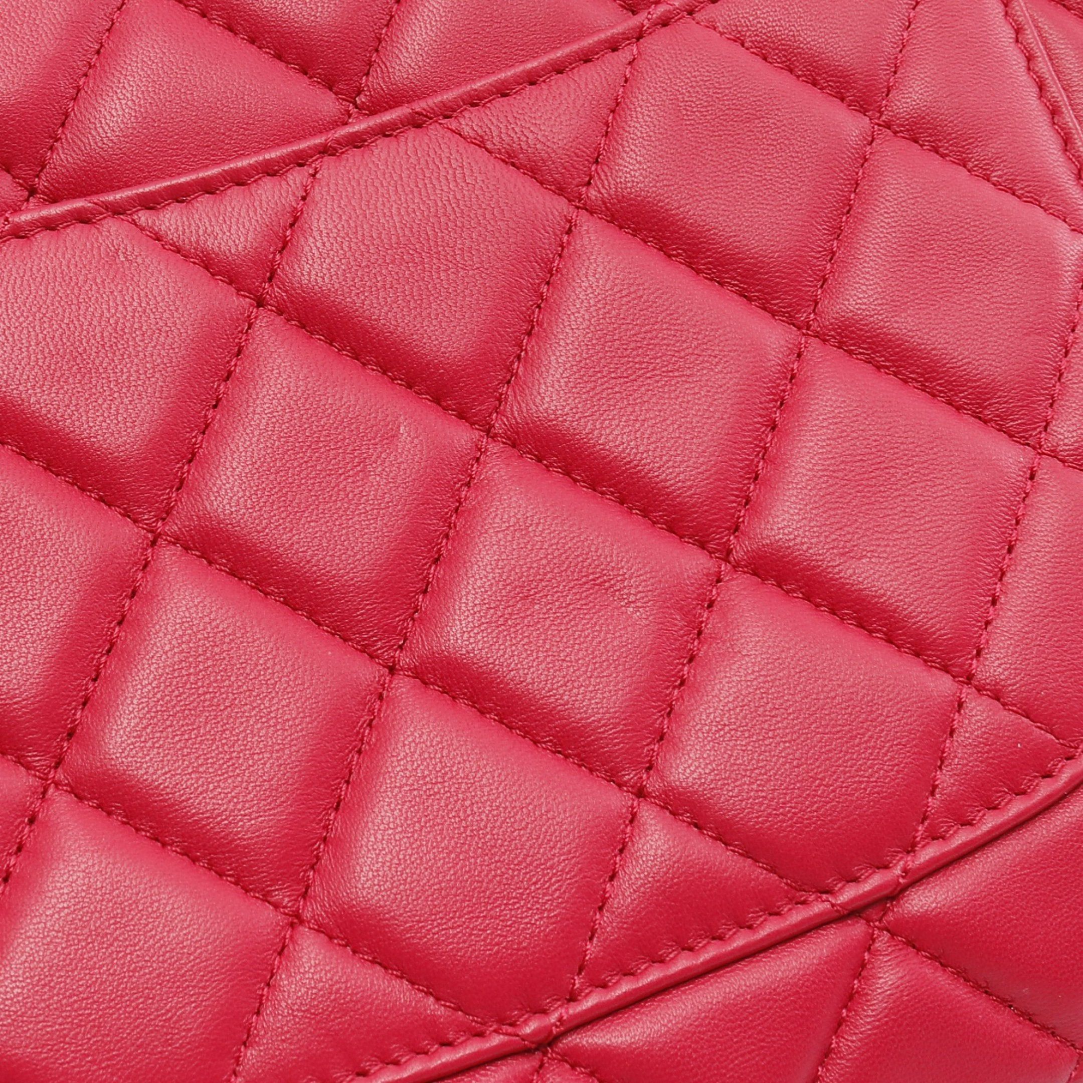 Chanel Chanel Matelasse Double Chain Shoulder Bag Lambskin Pink Red Silver Hardware Size ONE SIZE - 6 Thumbnail