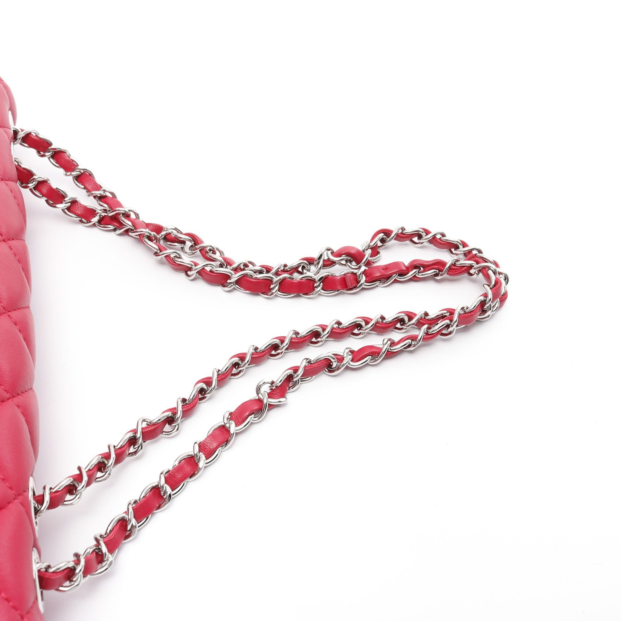Chanel Chanel Matelasse Double Chain Shoulder Bag Lambskin Pink Red Silver Hardware Size ONE SIZE - 8 Thumbnail