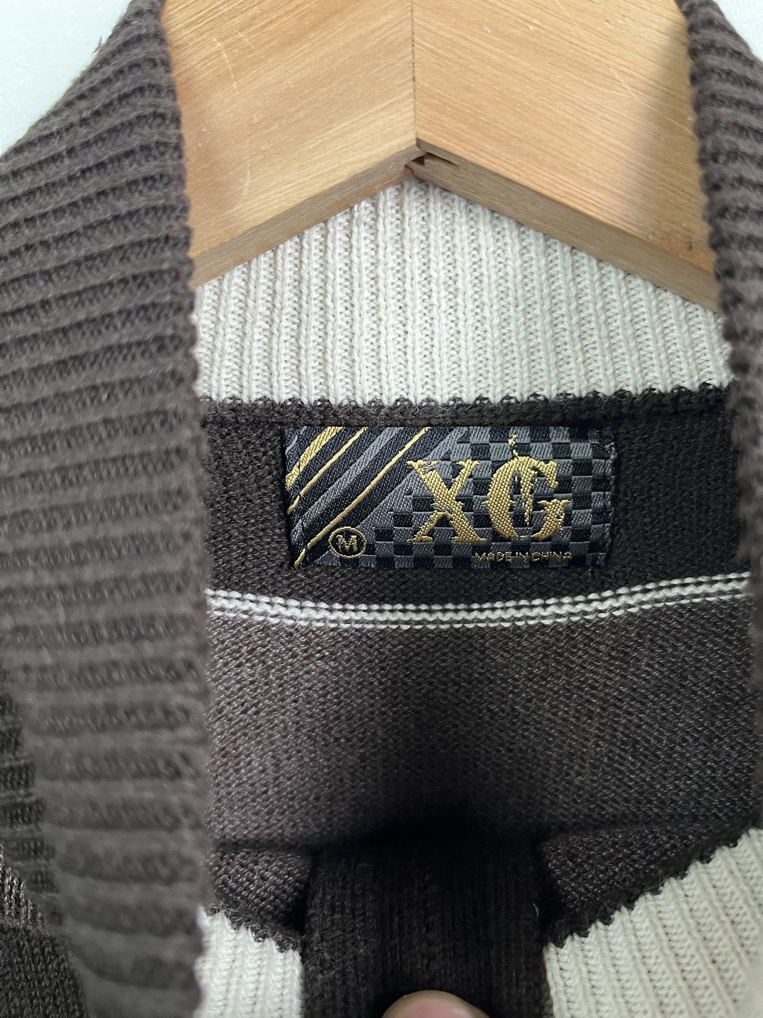 Other Vintage Y2K XG Brown Striped Quarterzip Knit Sweater Size M Size US M / EU 48-50 / 2 - 2 Thumbnail