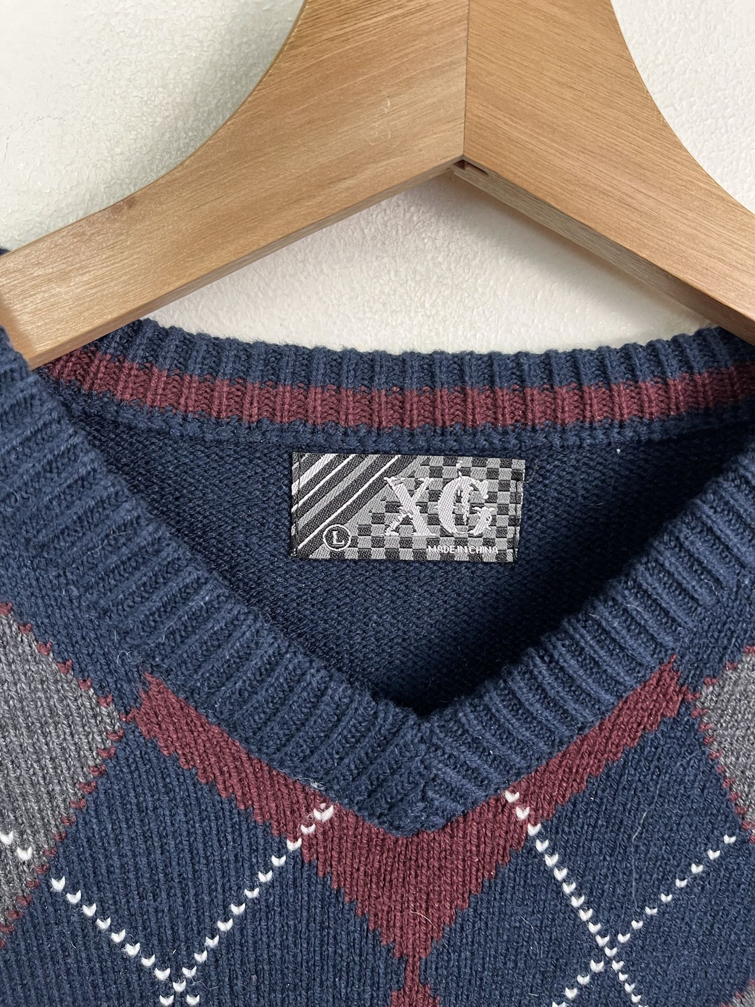 Other Vintage Y2K XG Brown Navy Argyle Knit Sweater Size M Size US L / EU 52-54 / 3 - 2 Thumbnail