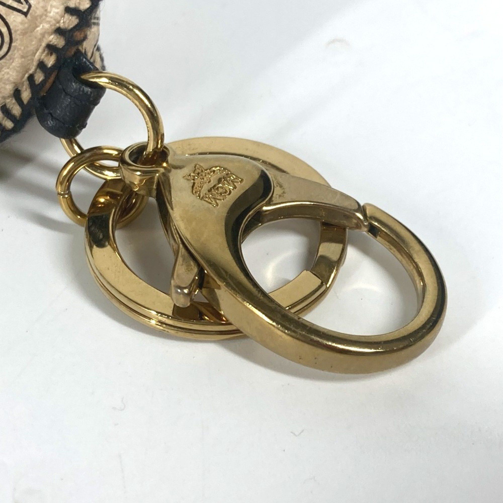 MCM MCM Bicolor Visetos Logo Bear Bag Charm Keychain Leather Men's Women's Beige Size ONE SIZE - 6 Thumbnail