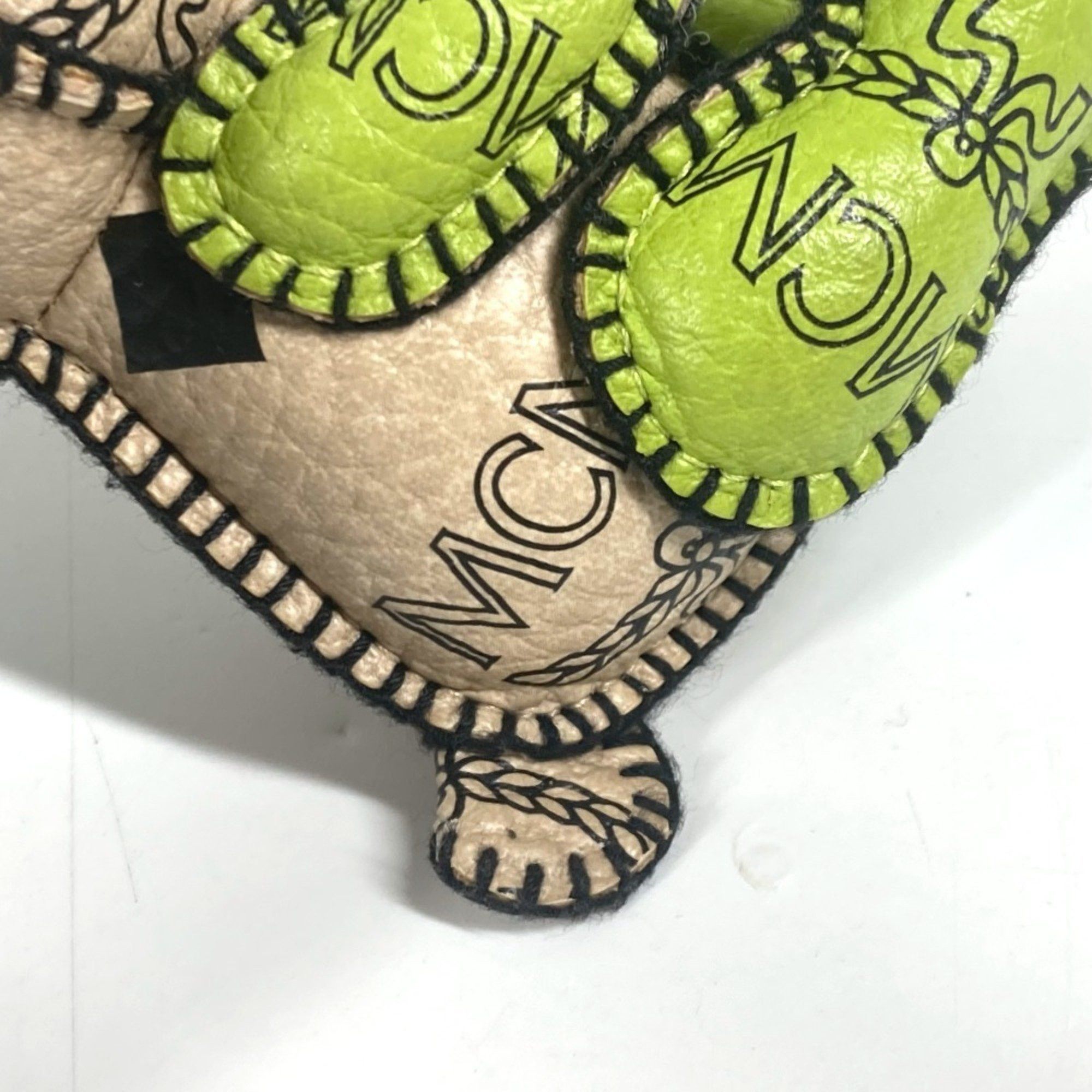 MCM MCM Bicolor Visetos Logo Bear Bag Charm Keychain Leather Men's Women's Beige Size ONE SIZE - 9 Thumbnail