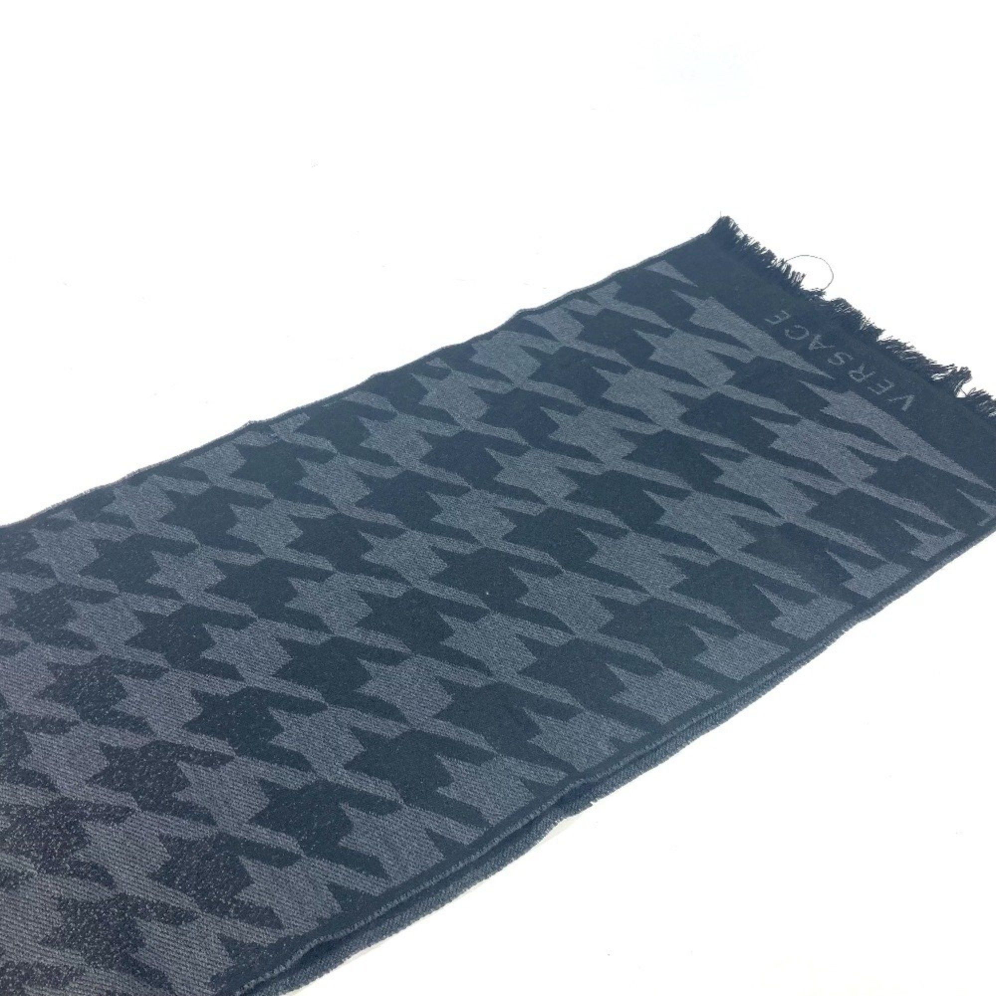 Versace VERSACE Medusa Logo Fringe Scarf Wool Men's Women's Black Size ONE SIZE - 5 Thumbnail