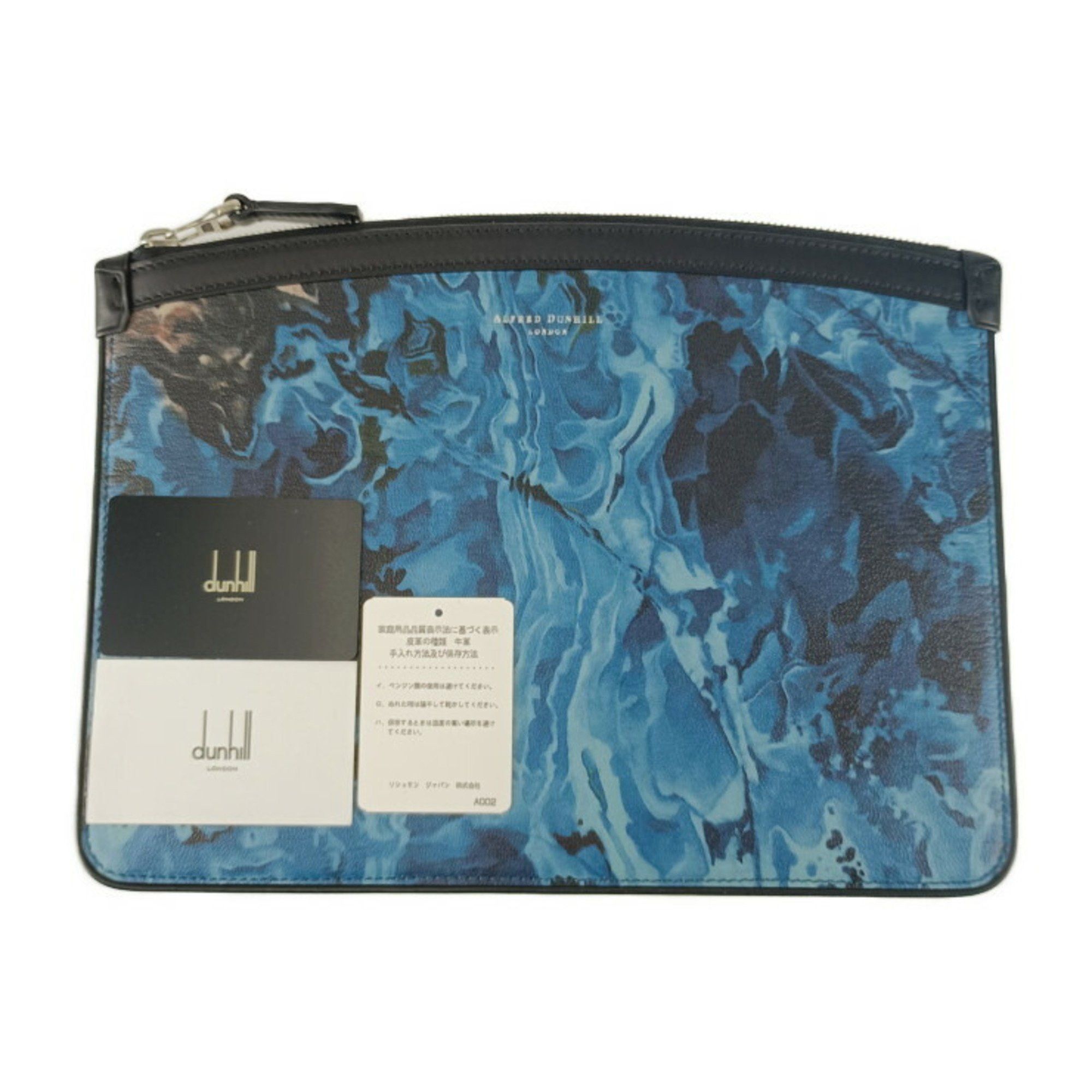 Alfred Dunhill dunhill clutch bag duke marble small zip folio DU19R3850MR472 blue leather men's pouch second Size ONE SIZE - 8 Thumbnail