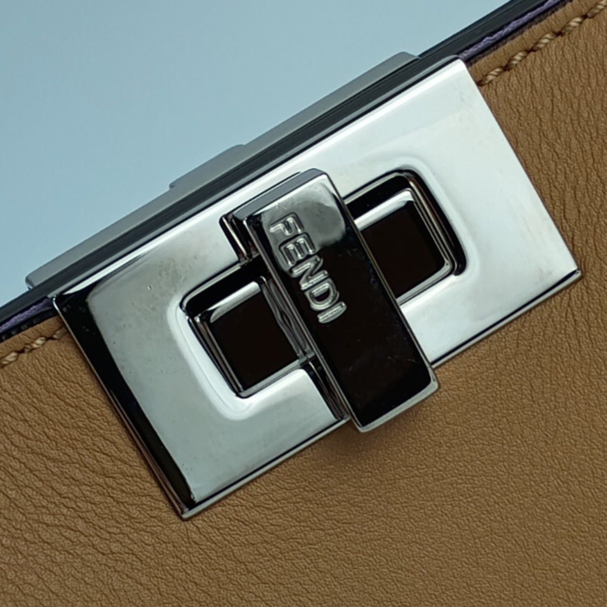 FENDI PEEKABOO ESSENTIALLY handbag 8BN302 SMQ brown purple calf leather ladies turn lock